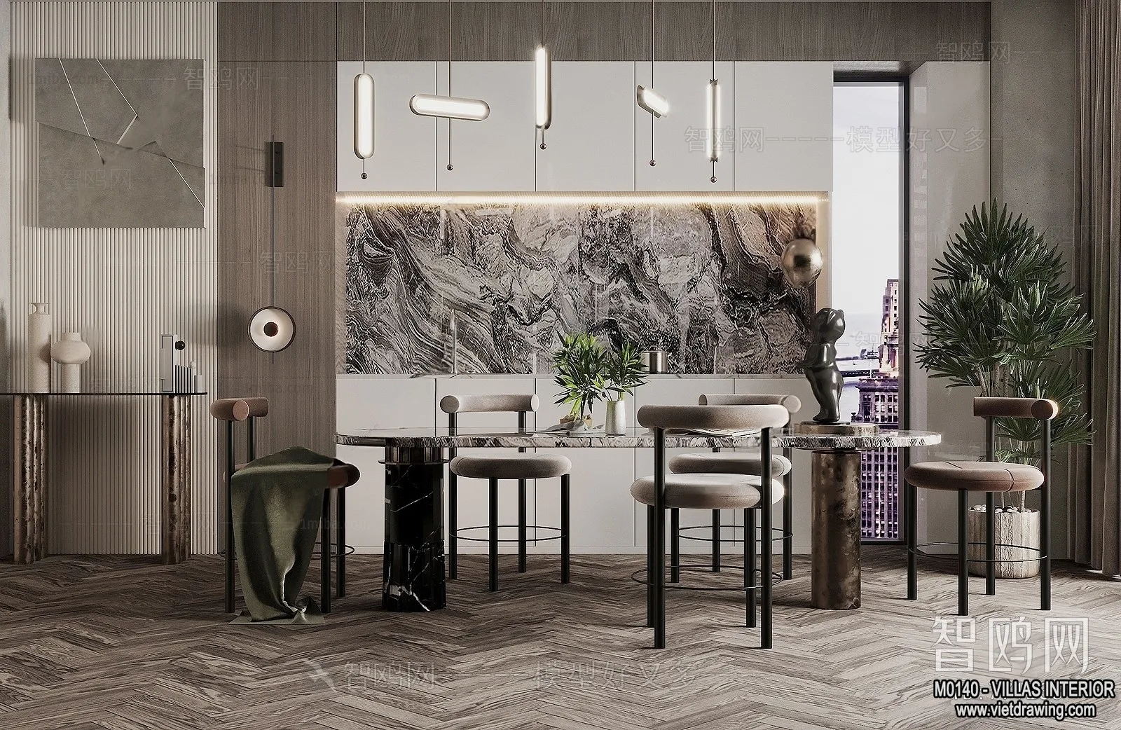 Dining Room - Villas 3D Interior Scene - 3D Models - 061