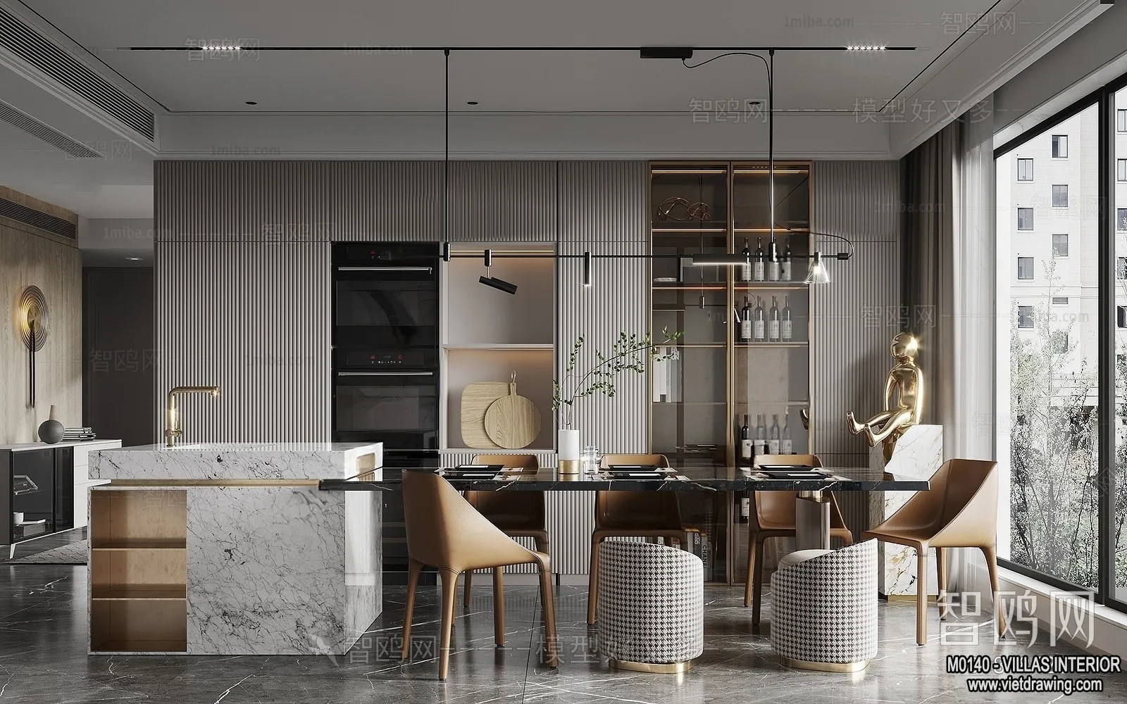 Dining Room - Villas 3D Interior Scene - 3D Models - 062