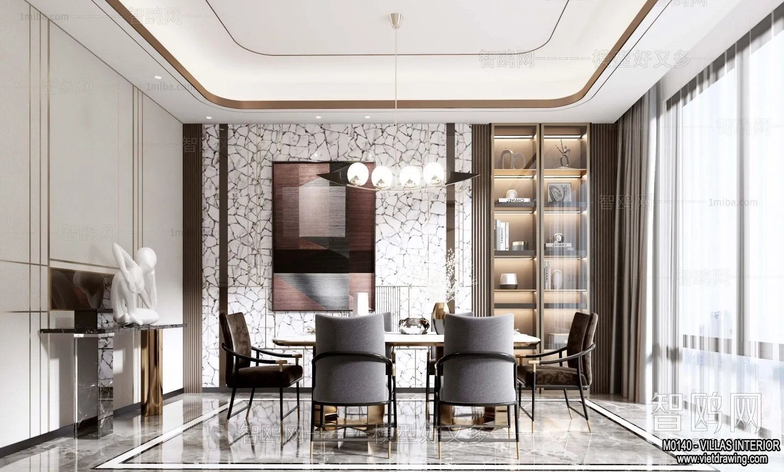 Dining Room - Villas 3D Interior Scene - 3D Models - 065