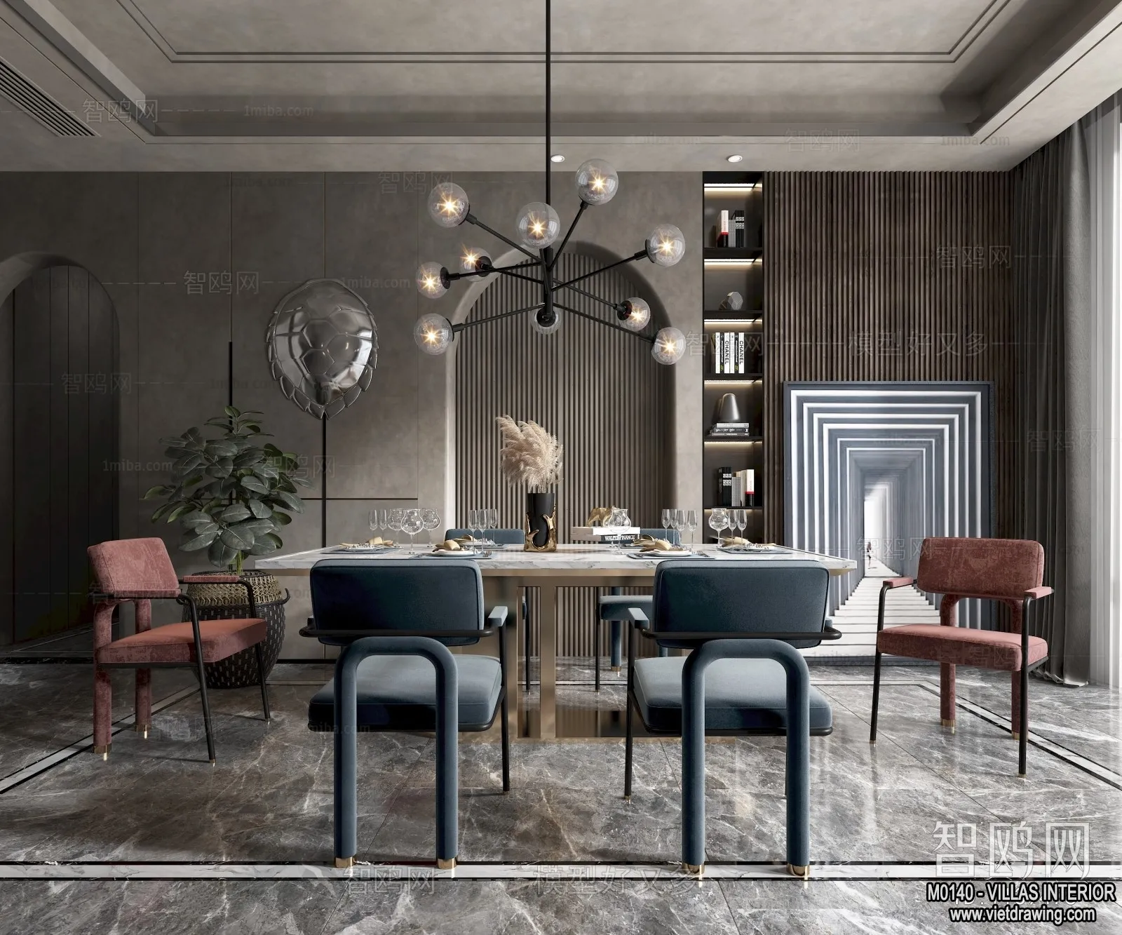 Dining Room - Villas 3D Interior Scene - 3D Models - 066