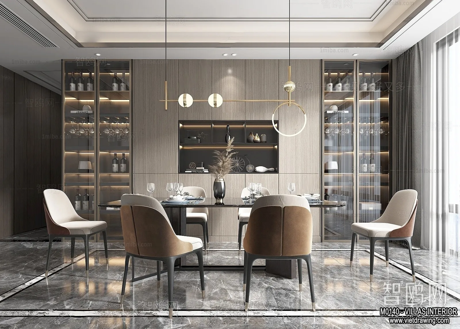 Dining Room - Villas 3D Interior Scene - 3D Models - 067