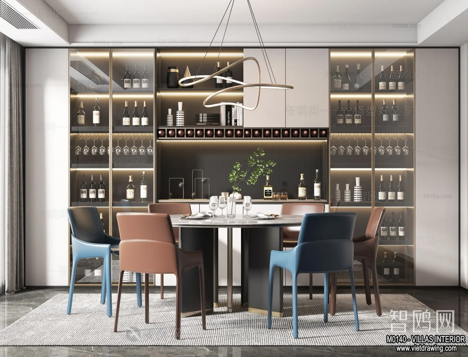 Dining Room - Villas 3D Interior Scene - 3D Models - 068