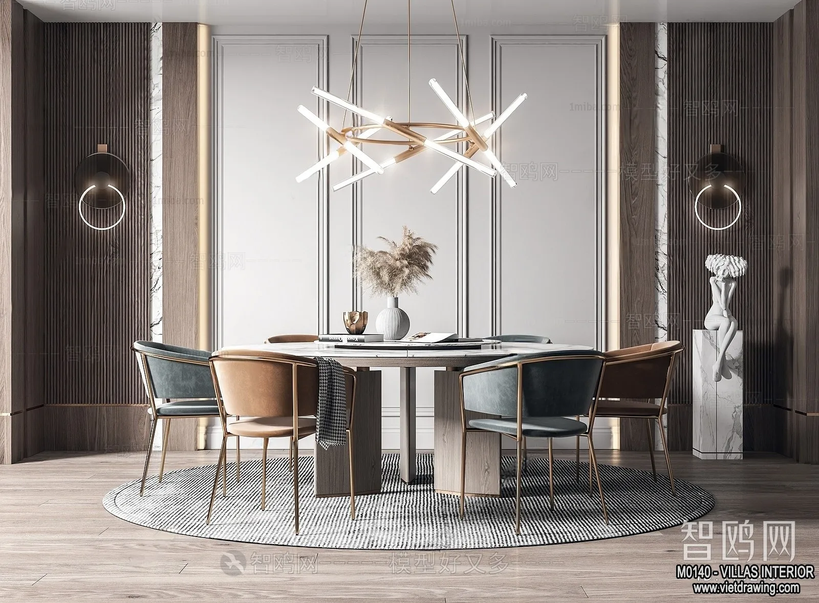 Dining Room - Villas 3D Interior Scene - 3D Models - 070