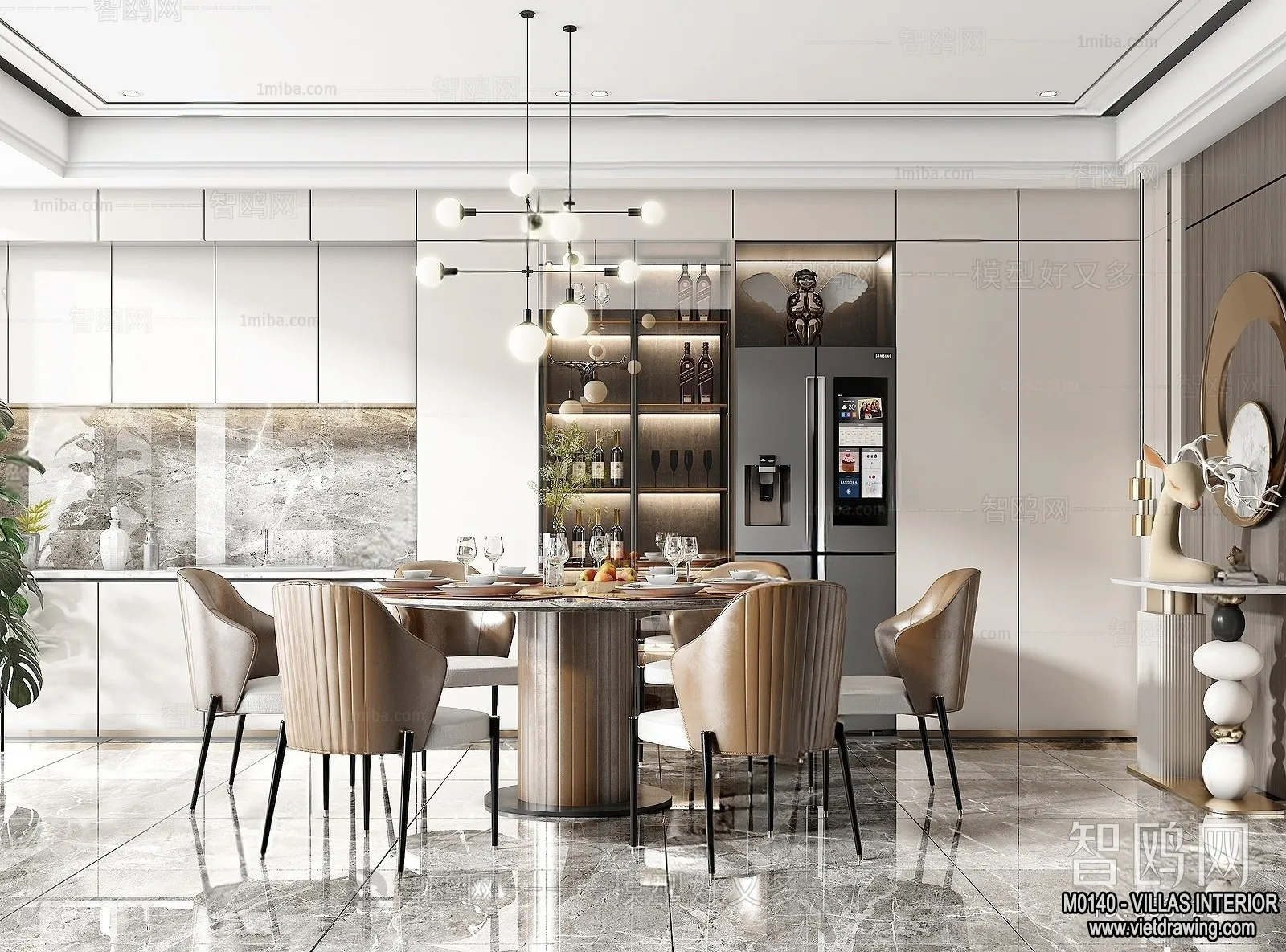 Dining Room - Villas 3D Interior Scene - 3D Models - 072