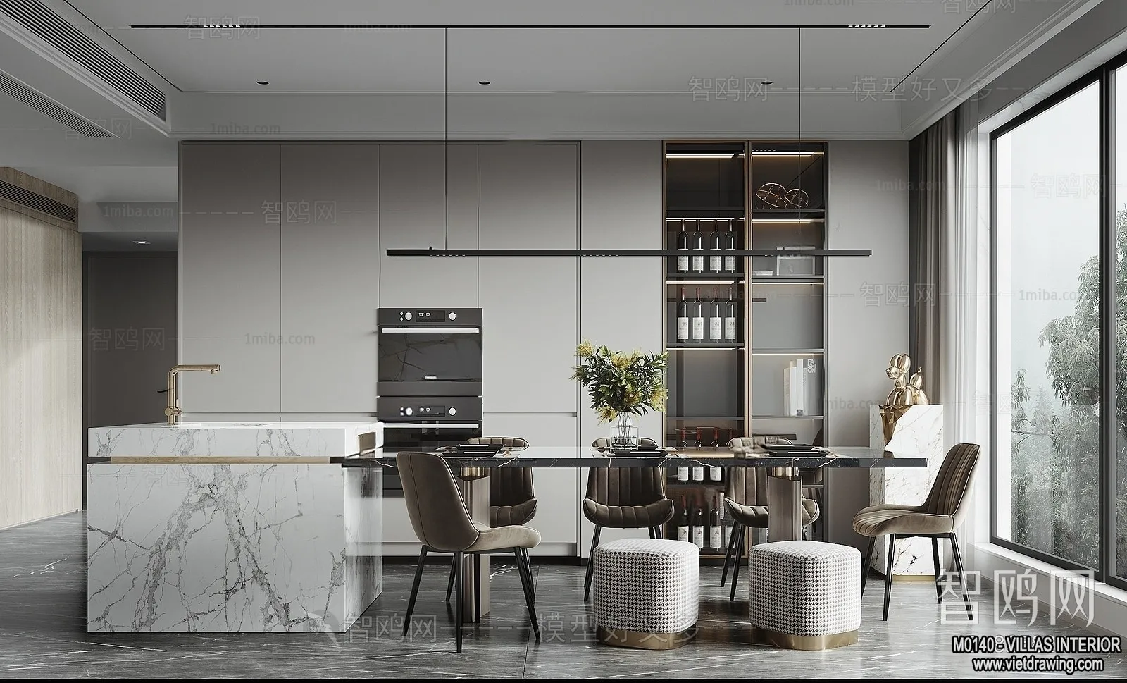 Dining Room - Villas 3D Interior Scene - 3D Models - 076