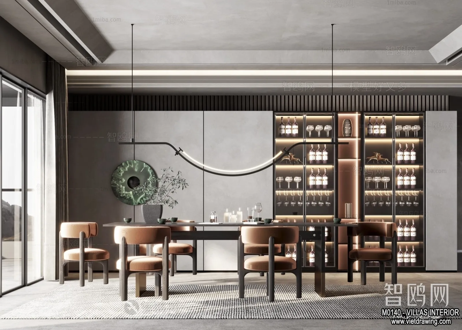 Dining Room - Villas 3D Interior Scene - 3D Models - 077