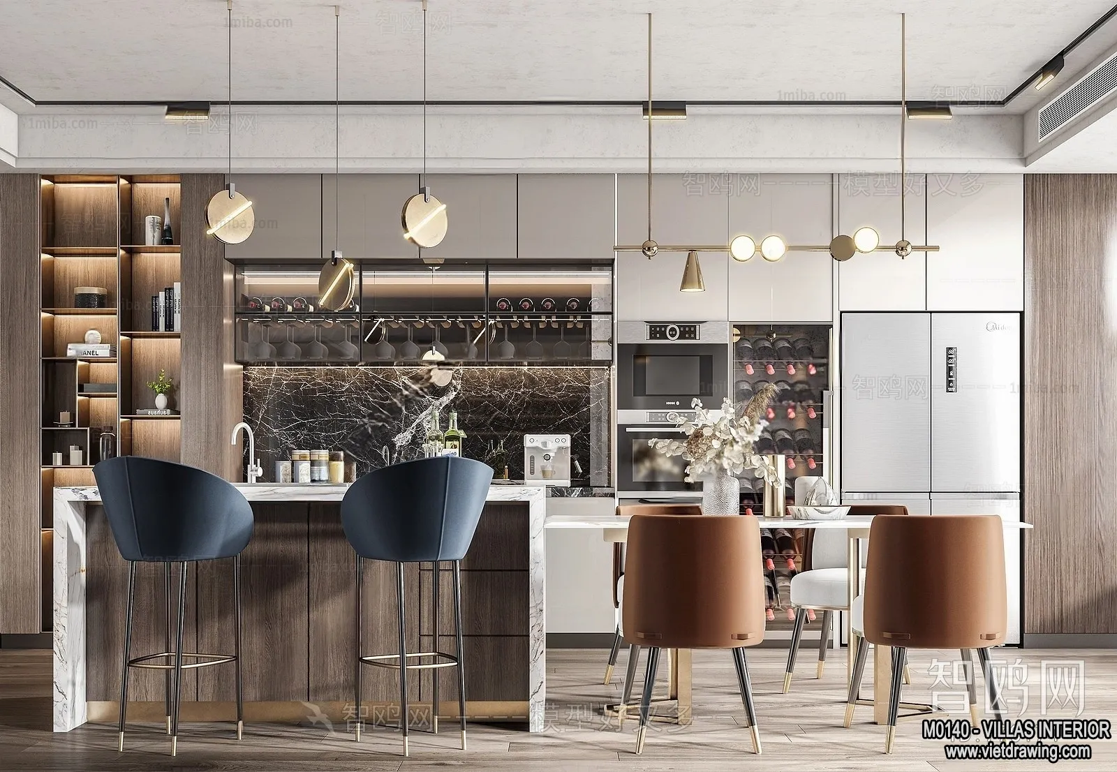 Dining Room - Villas 3D Interior Scene - 3D Models - 078