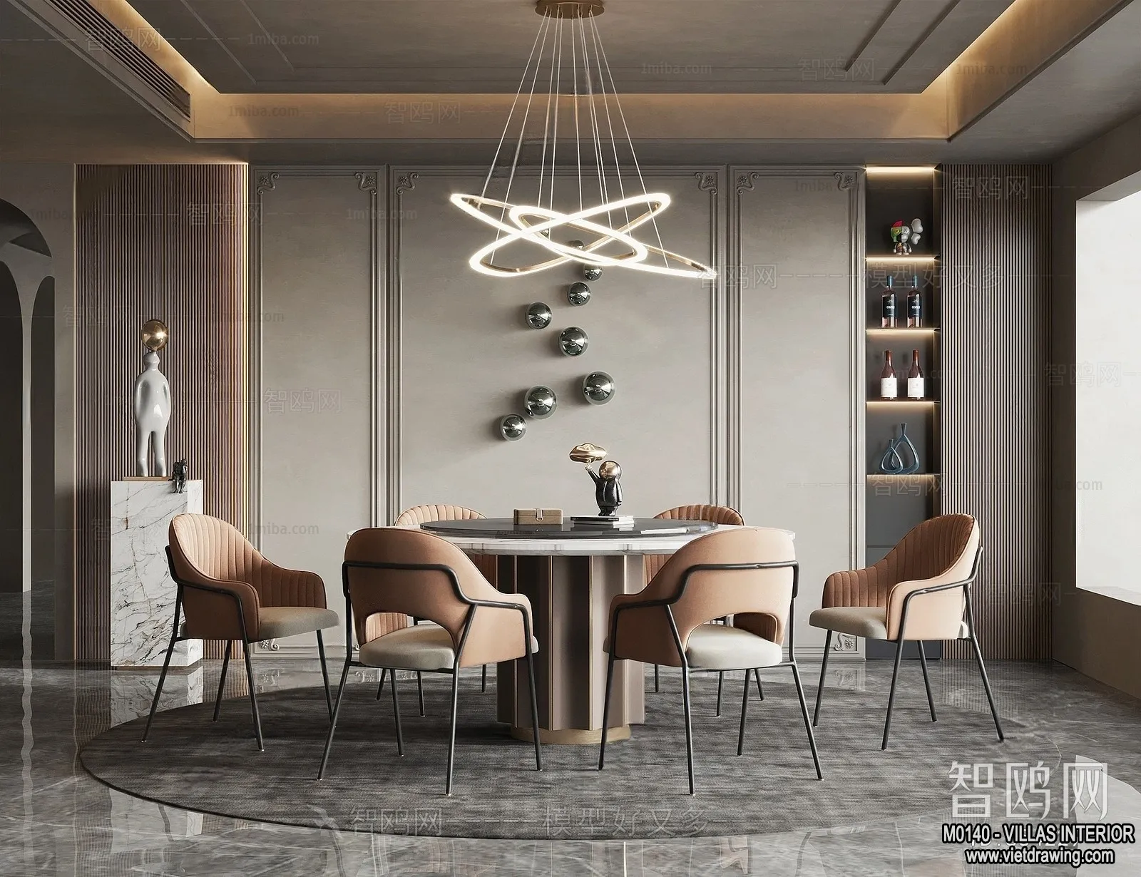 Dining Room - Villas 3D Interior Scene - 3D Models - 080