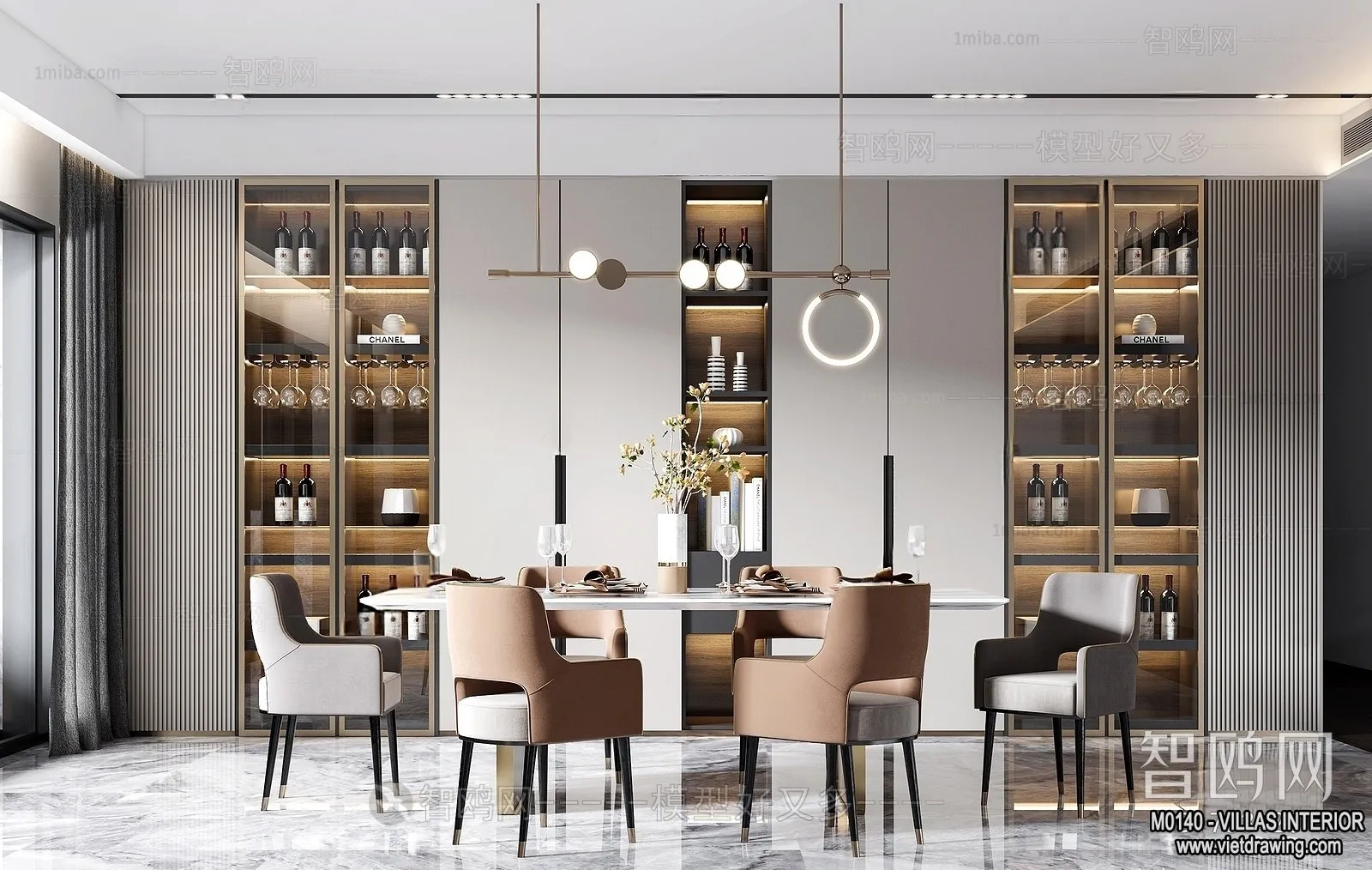 Dining Room - Villas 3D Interior Scene - 3D Models - 082