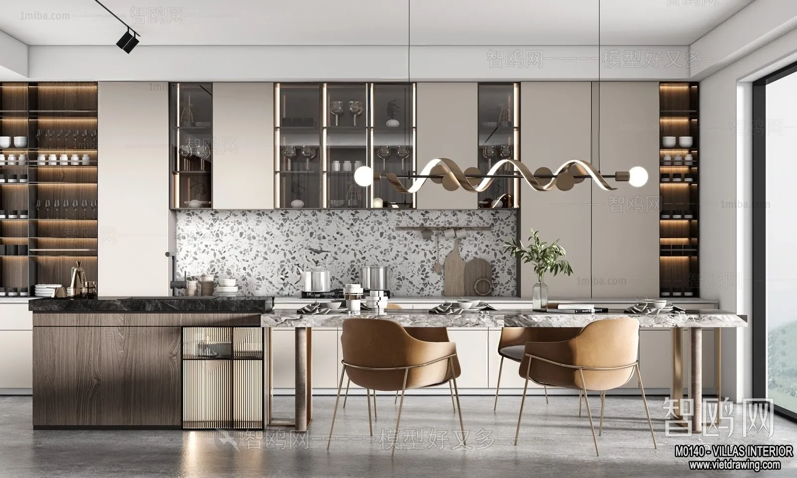 Dining Room - Villas 3D Interior Scene - 3D Models - 084