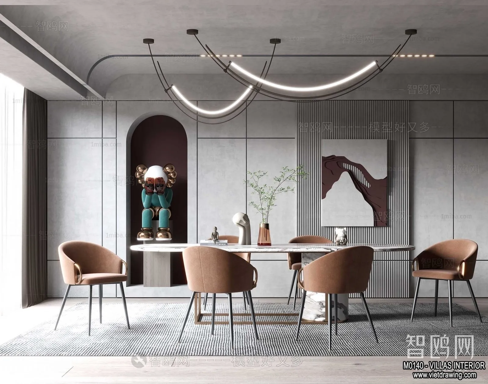 Dining Room - Villas 3D Interior Scene - 3D Models - 085