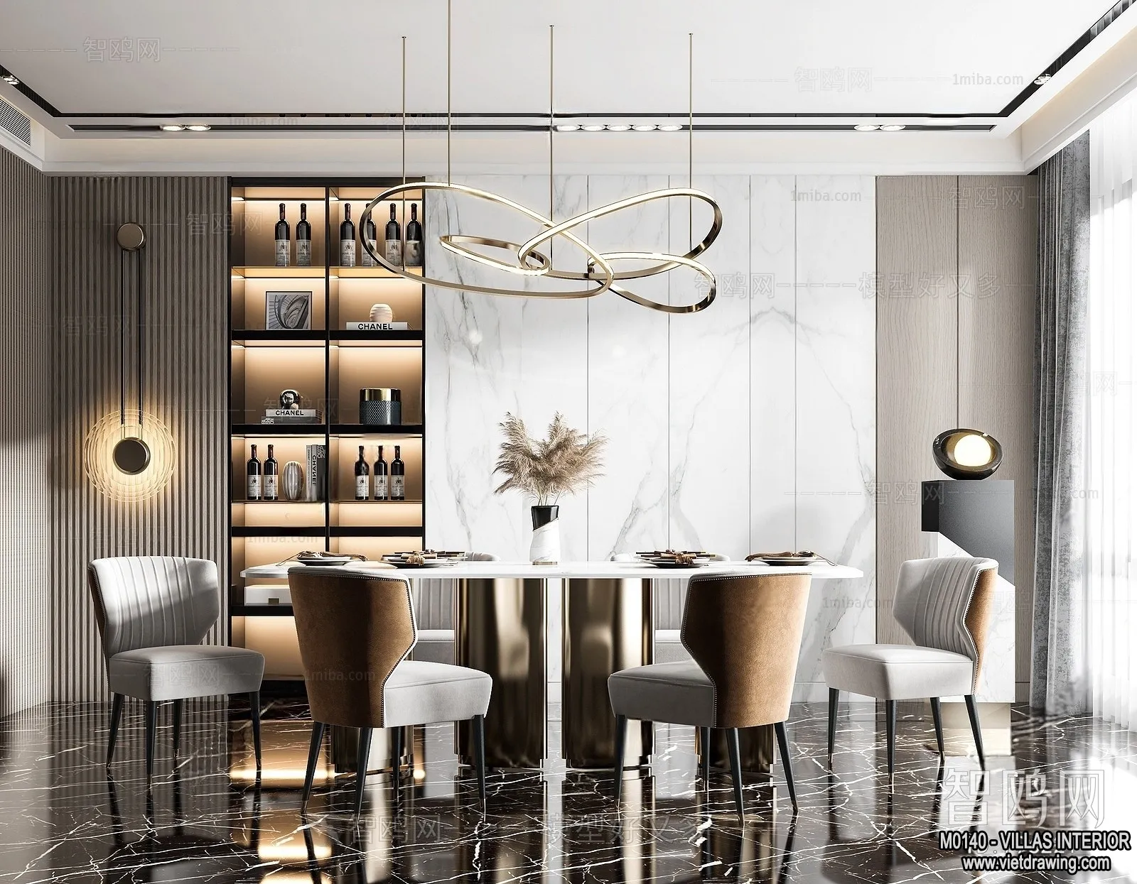 Dining Room - Villas 3D Interior Scene - 3D Models - 089