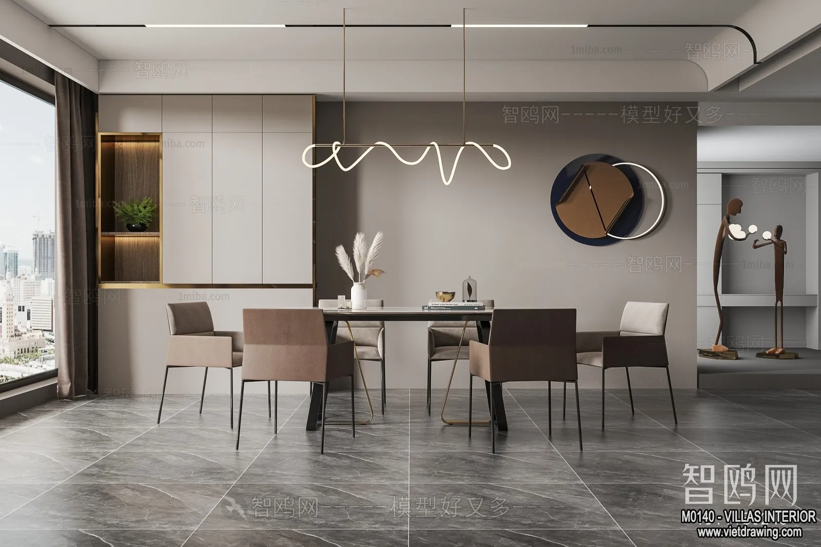 Dining Room - Villas 3D Interior Scene - 3D Models - 090