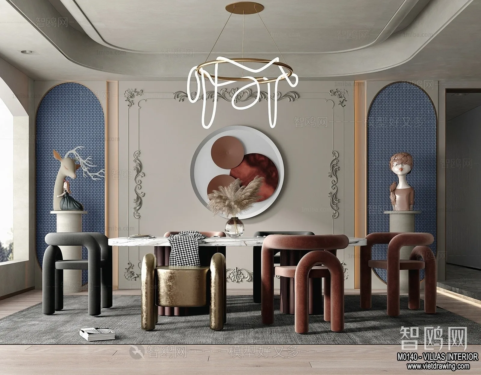 Dining Room - Villas 3D Interior Scene - 3D Models - 091