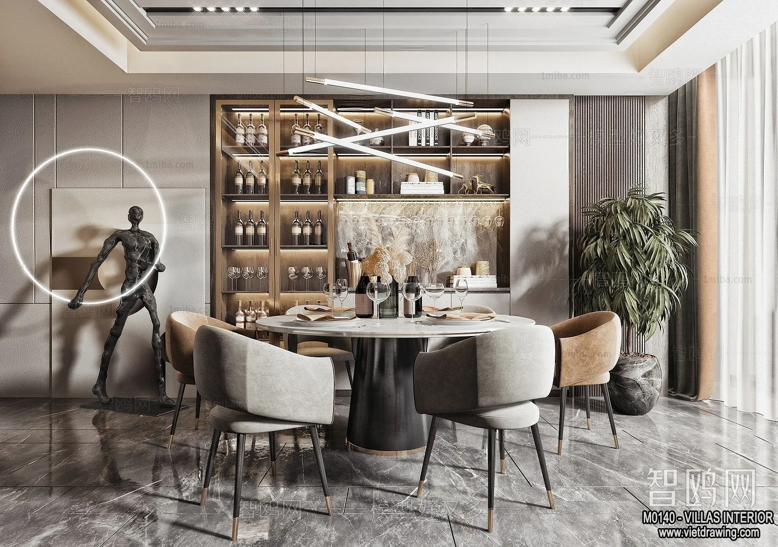 Dining Room - Villas 3D Interior Scene - 3D Models - 094