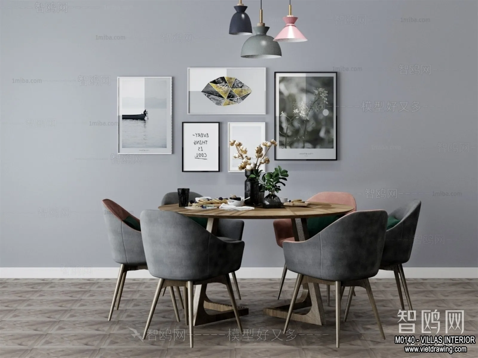 Dining Room - Villas 3D Interior Scene - 3D Models - 096