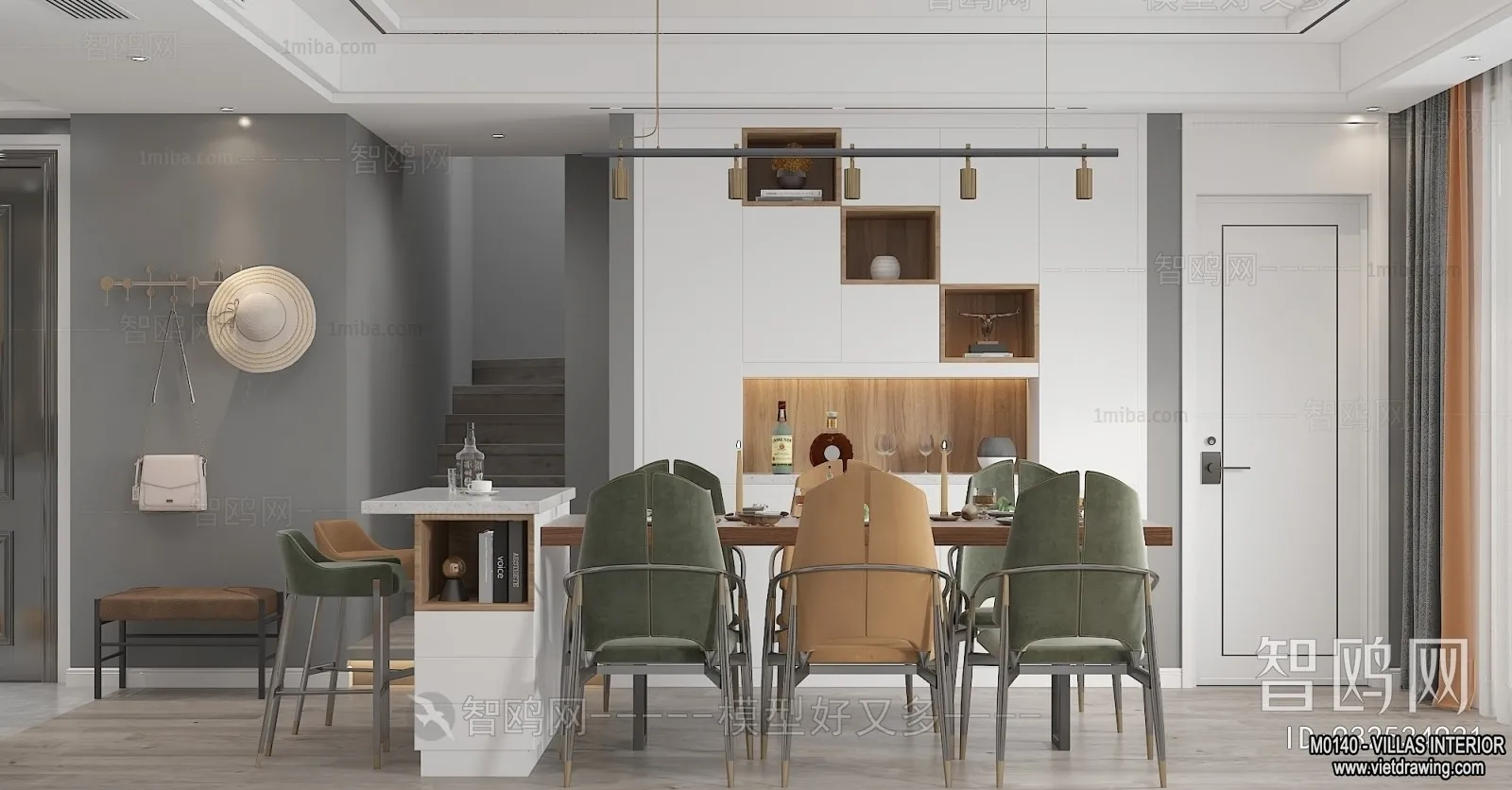 Dining Room - Villas 3D Interior Scene - 3D Models - 097