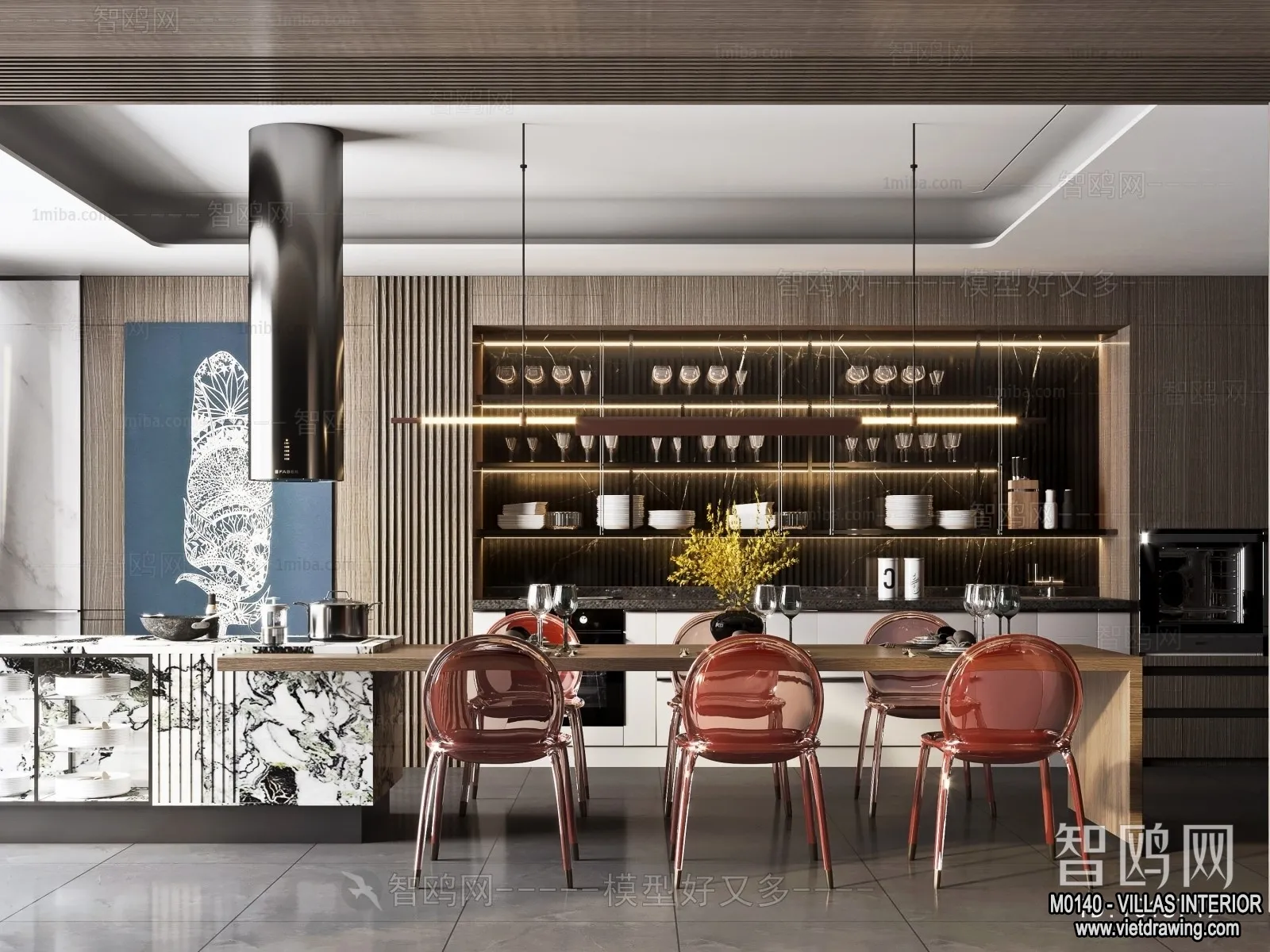 Dining Room - Villas 3D Interior Scene - 3D Models - 100