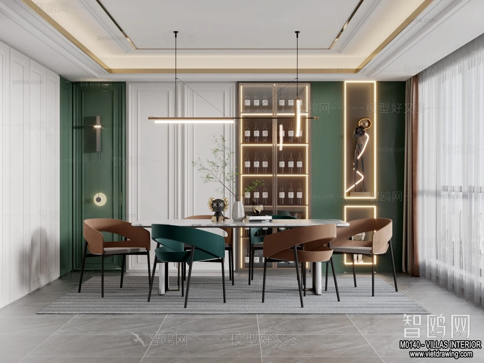 Dining Room - Villas 3D Interior Scene - 3D Models - 101