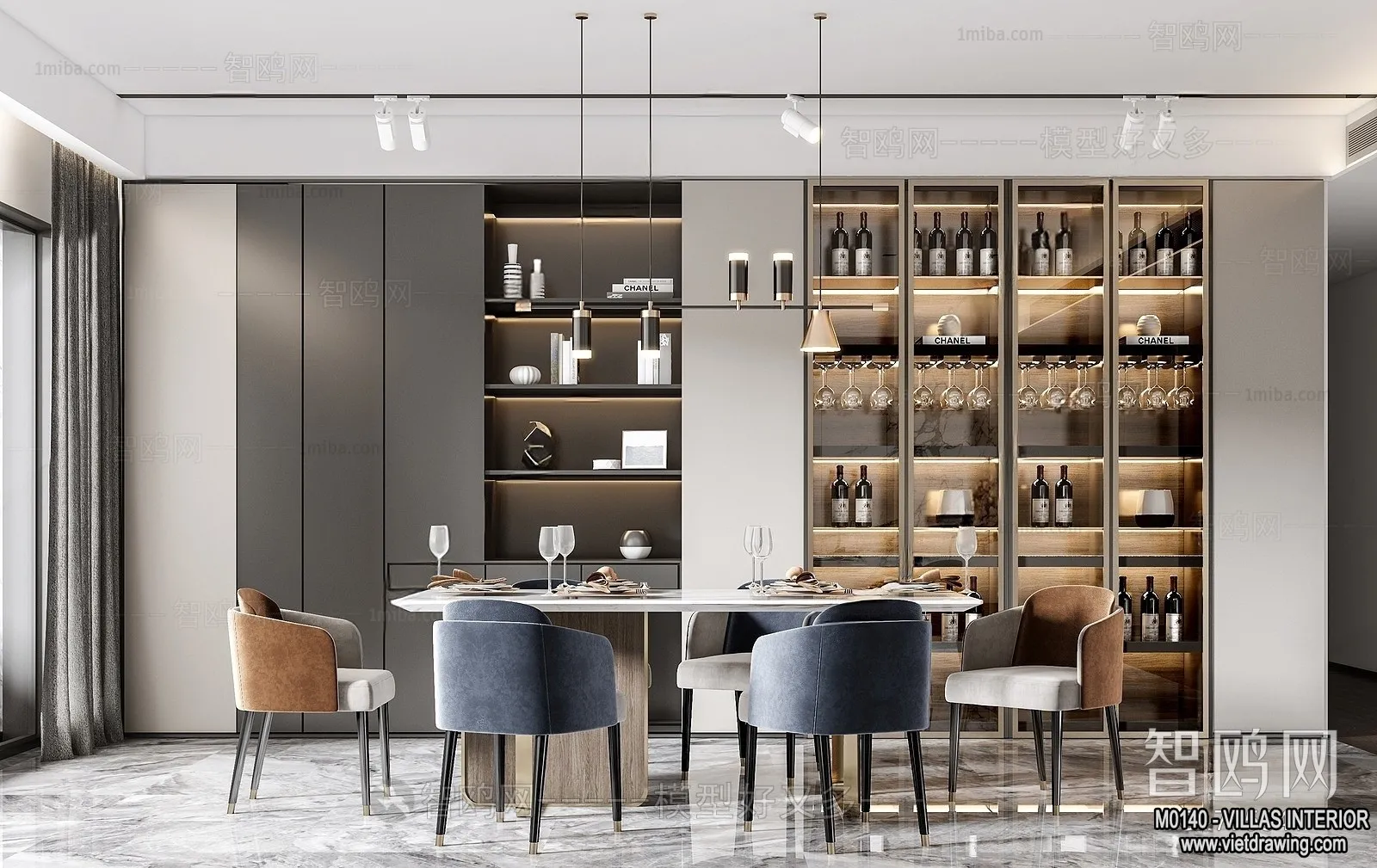 Dining Room - Villas 3D Interior Scene - 3D Models - 105