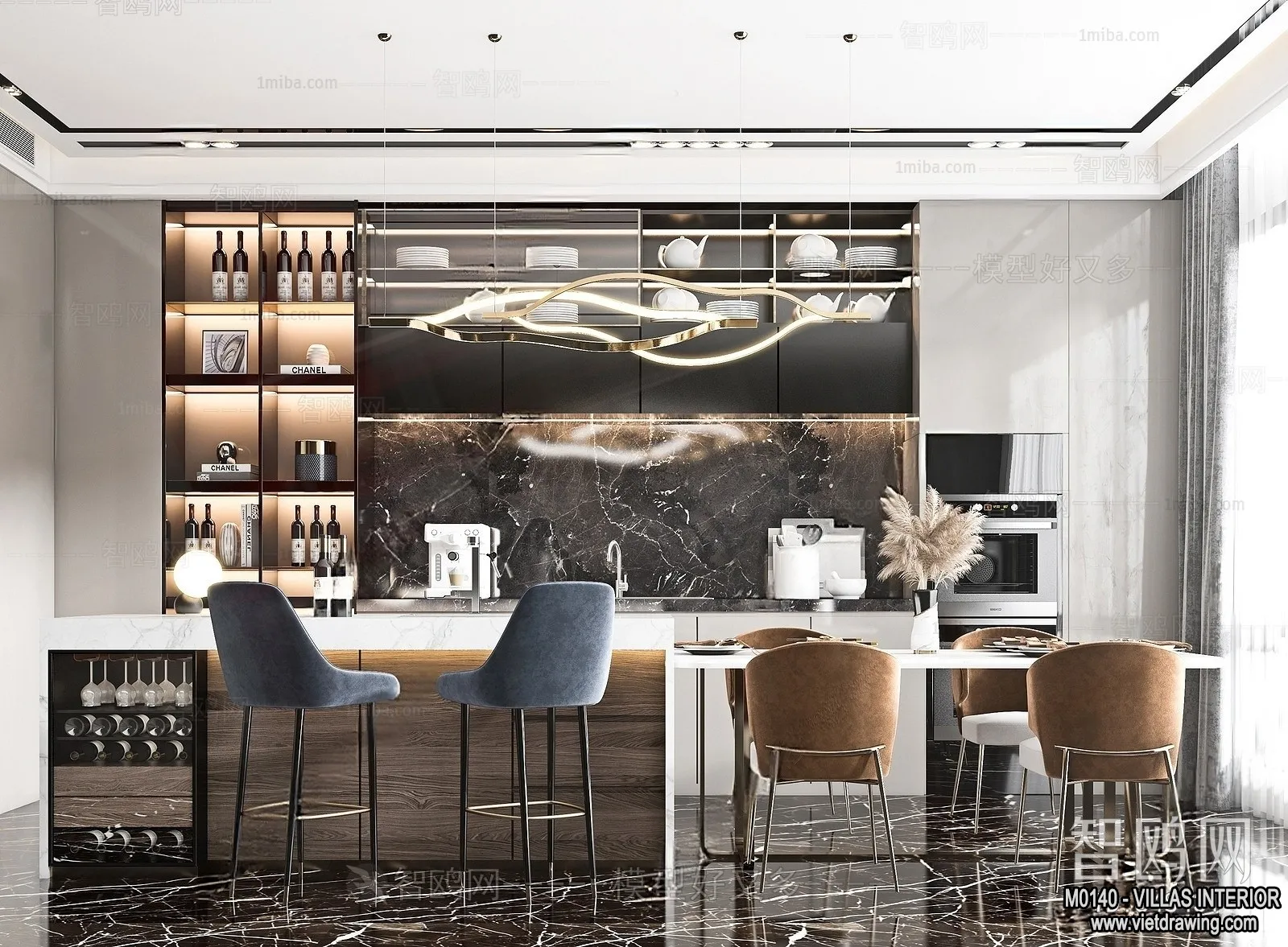 Dining Room - Villas 3D Interior Scene - 3D Models - 106