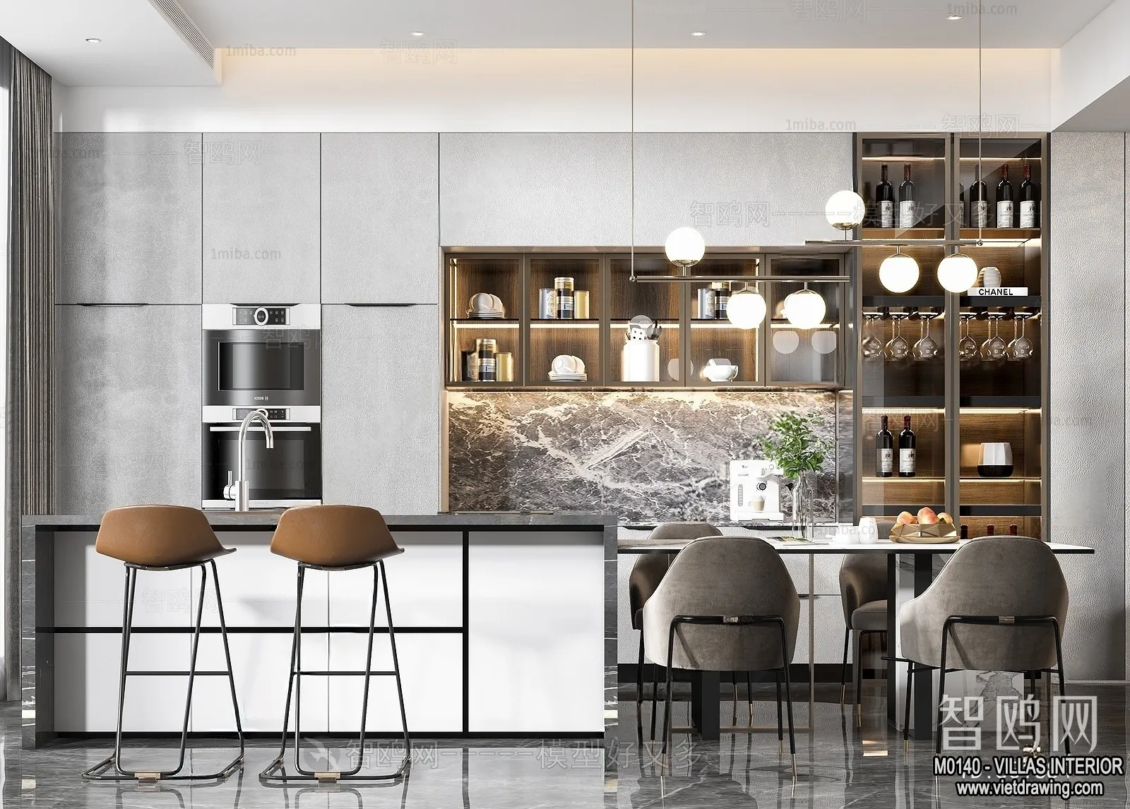 Dining Room - Villas 3D Interior Scene - 3D Models - 107