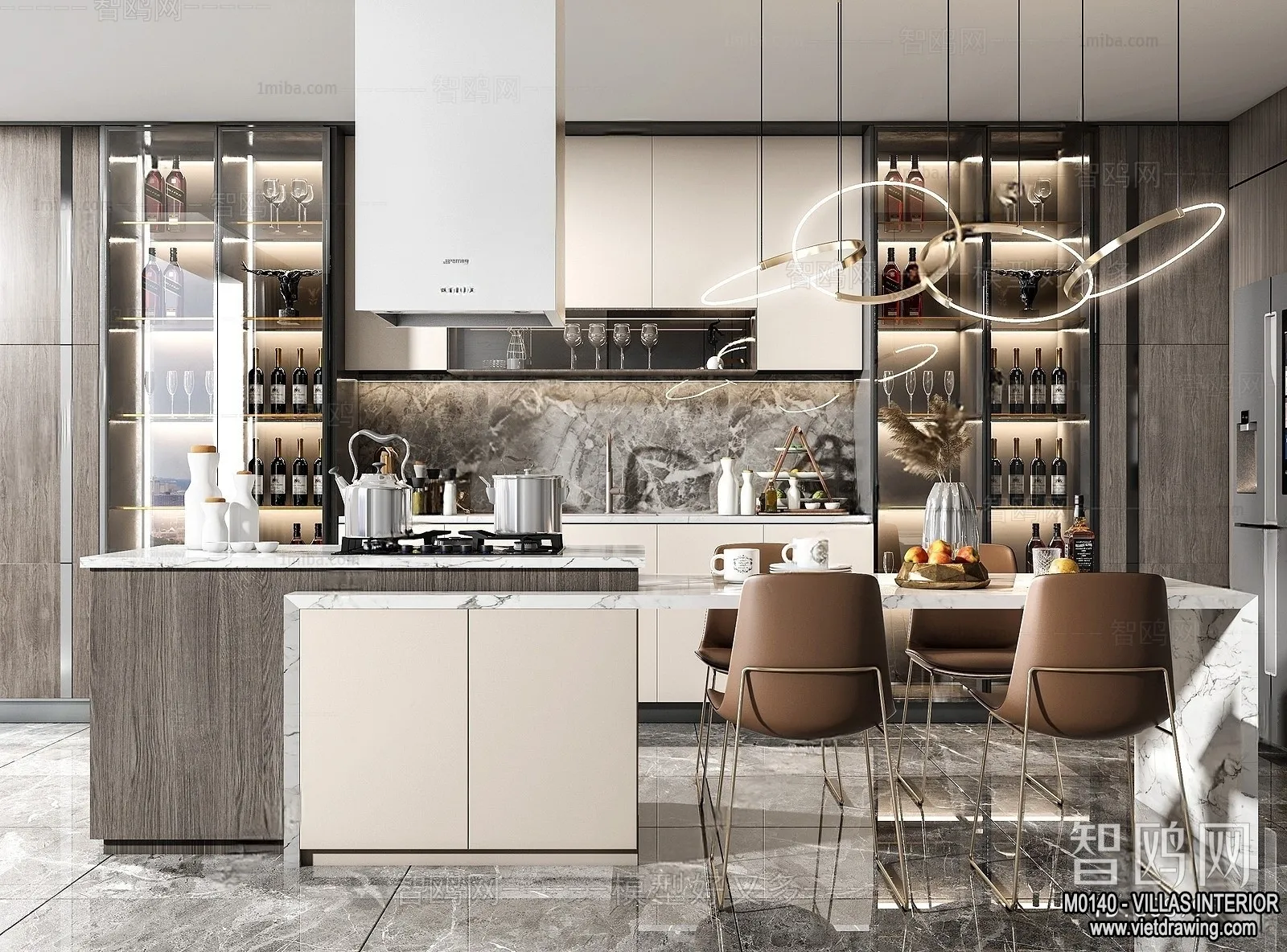 Dining Room - Villas 3D Interior Scene - 3D Models - 108