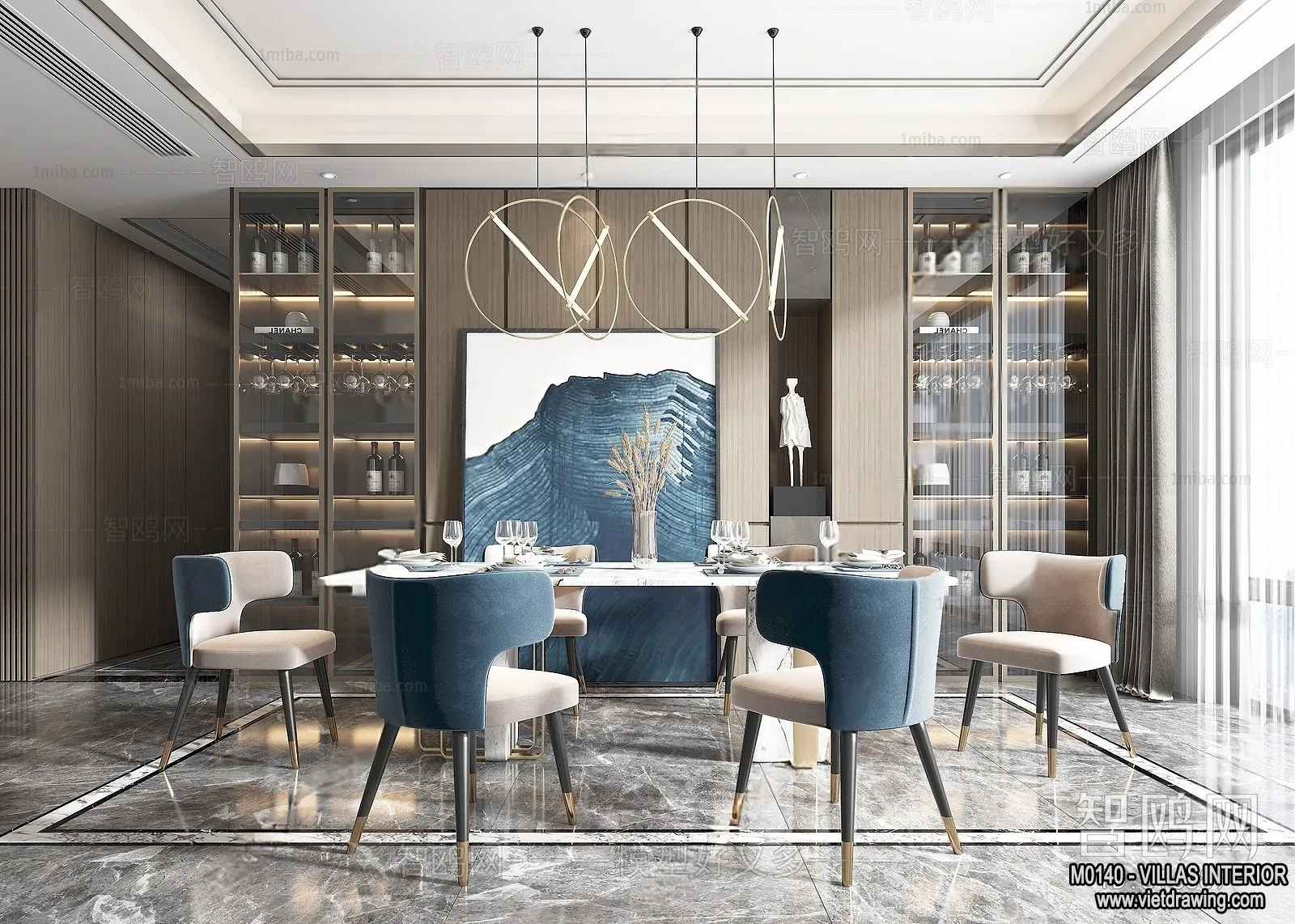 Dining Room - Villas 3D Interior Scene - 3D Models - 109