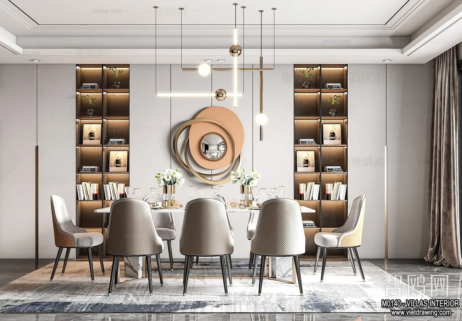 Dining Room - Villas 3D Interior Scene - 3D Models - 111