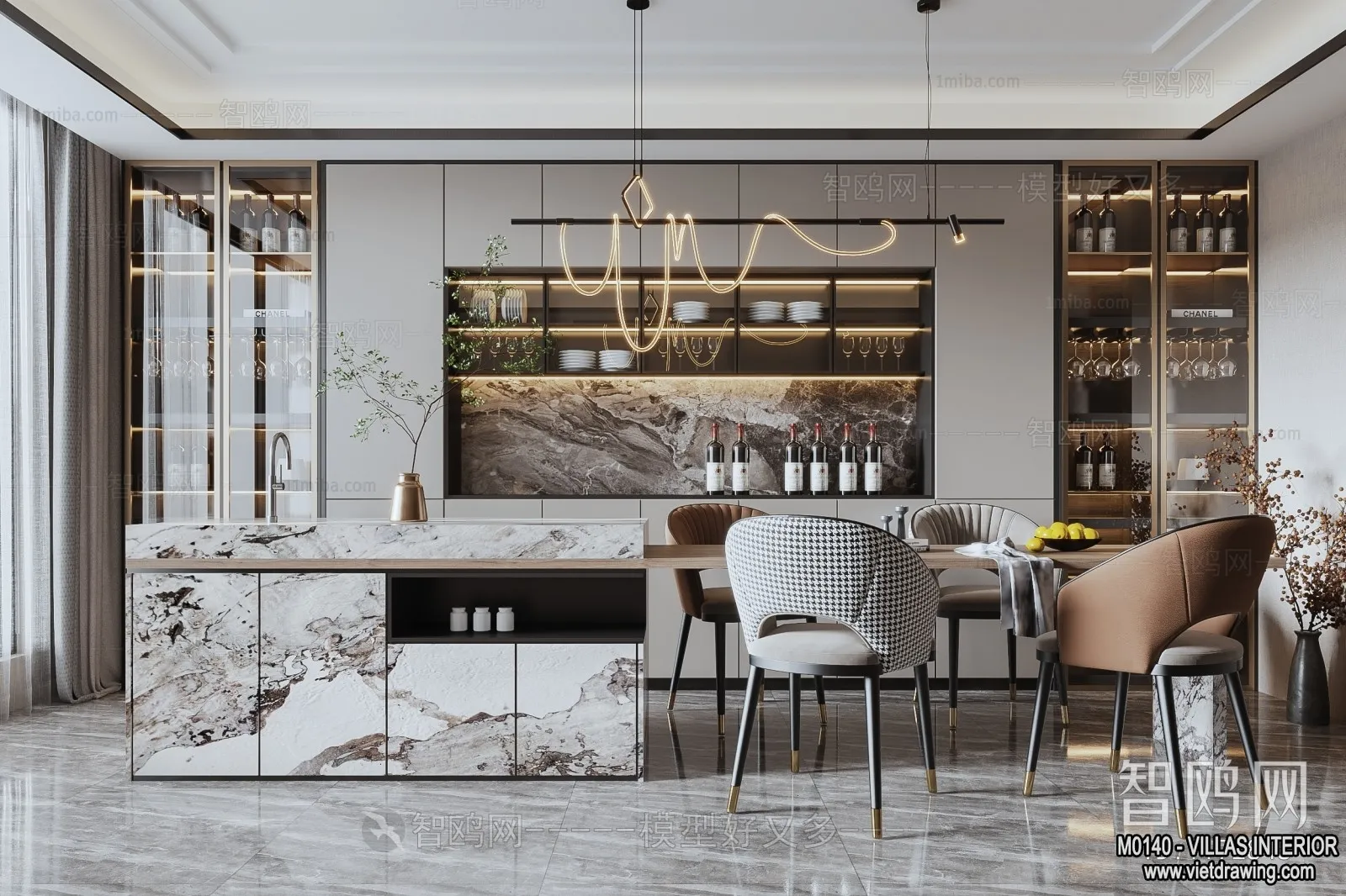 Dining Room - Villas 3D Interior Scene - 3D Models - 112