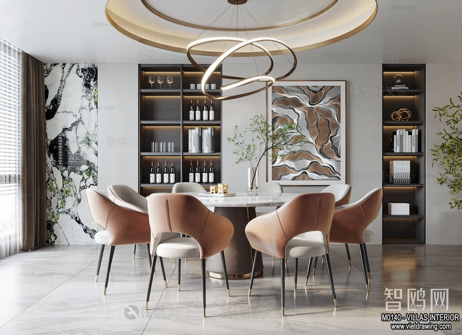 Dining Room - Villas 3D Interior Scene - 3D Models - 113