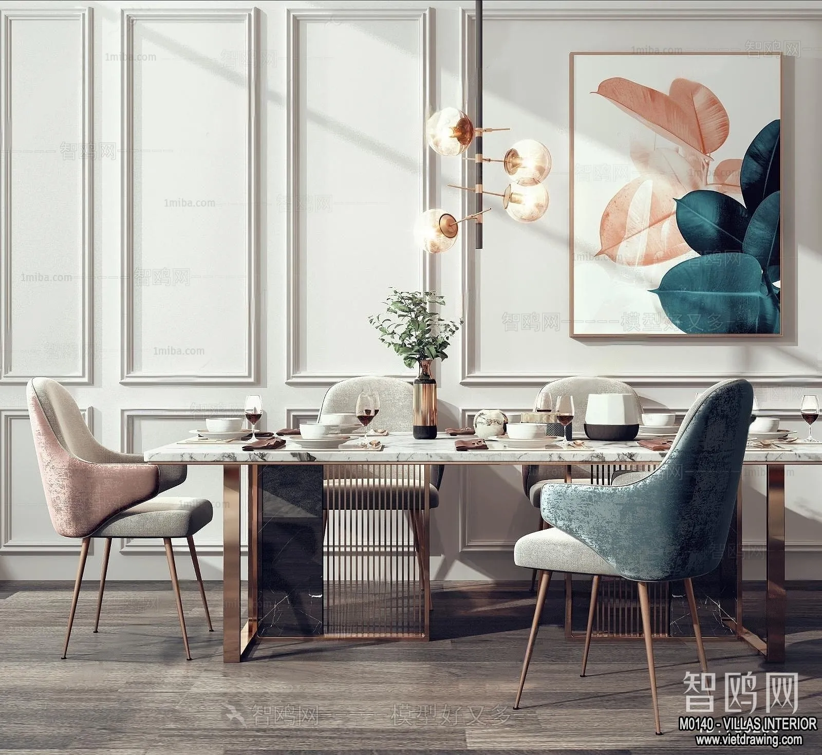 Dining Room - Villas 3D Interior Scene - 3D Models - 116