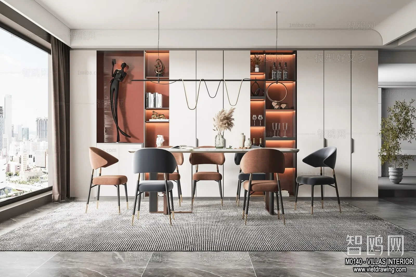 Dining Room - Villas 3D Interior Scene - 3D Models - 118