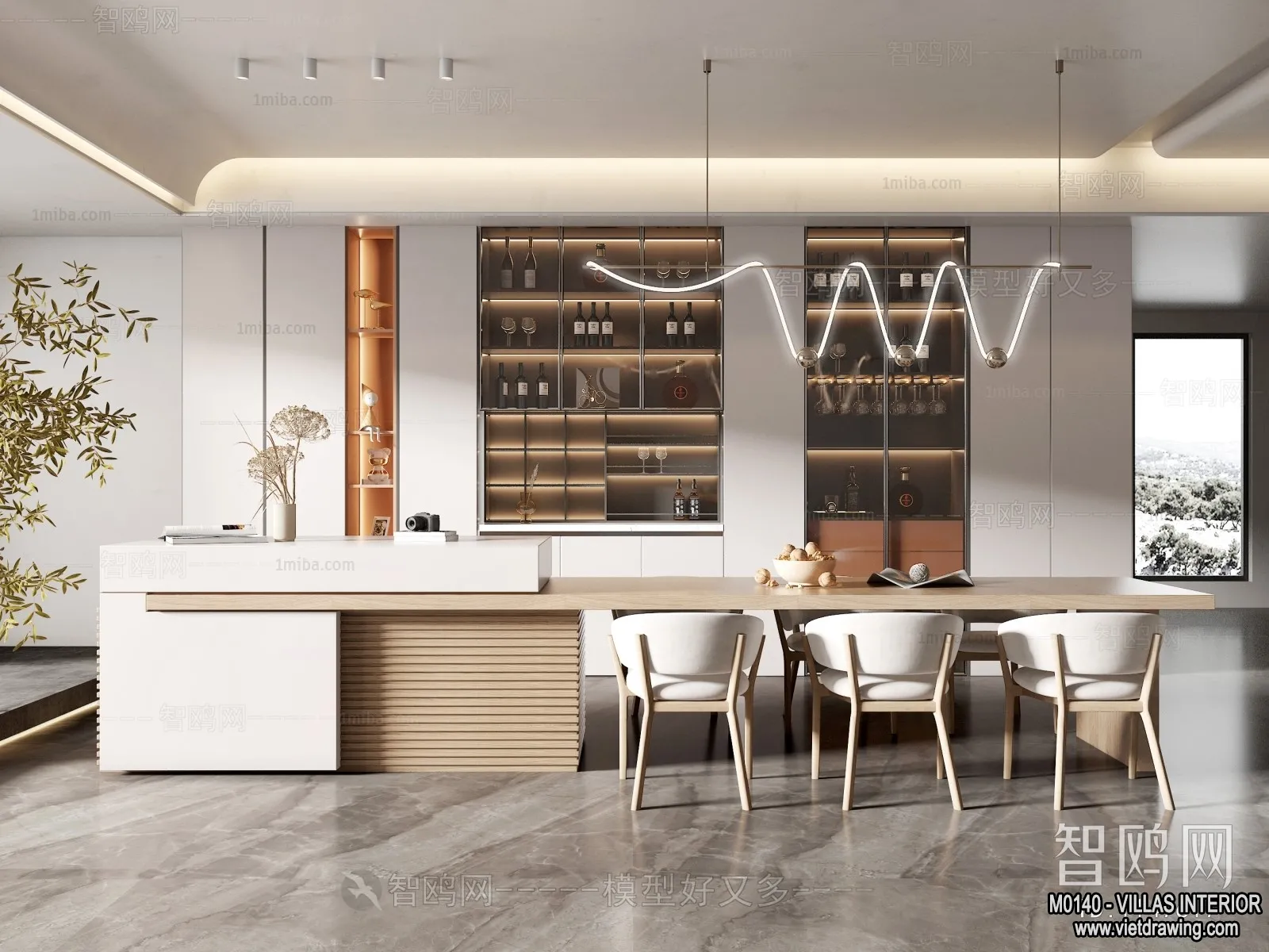 Dining Room - Villas 3D Interior Scene - 3D Models - 119