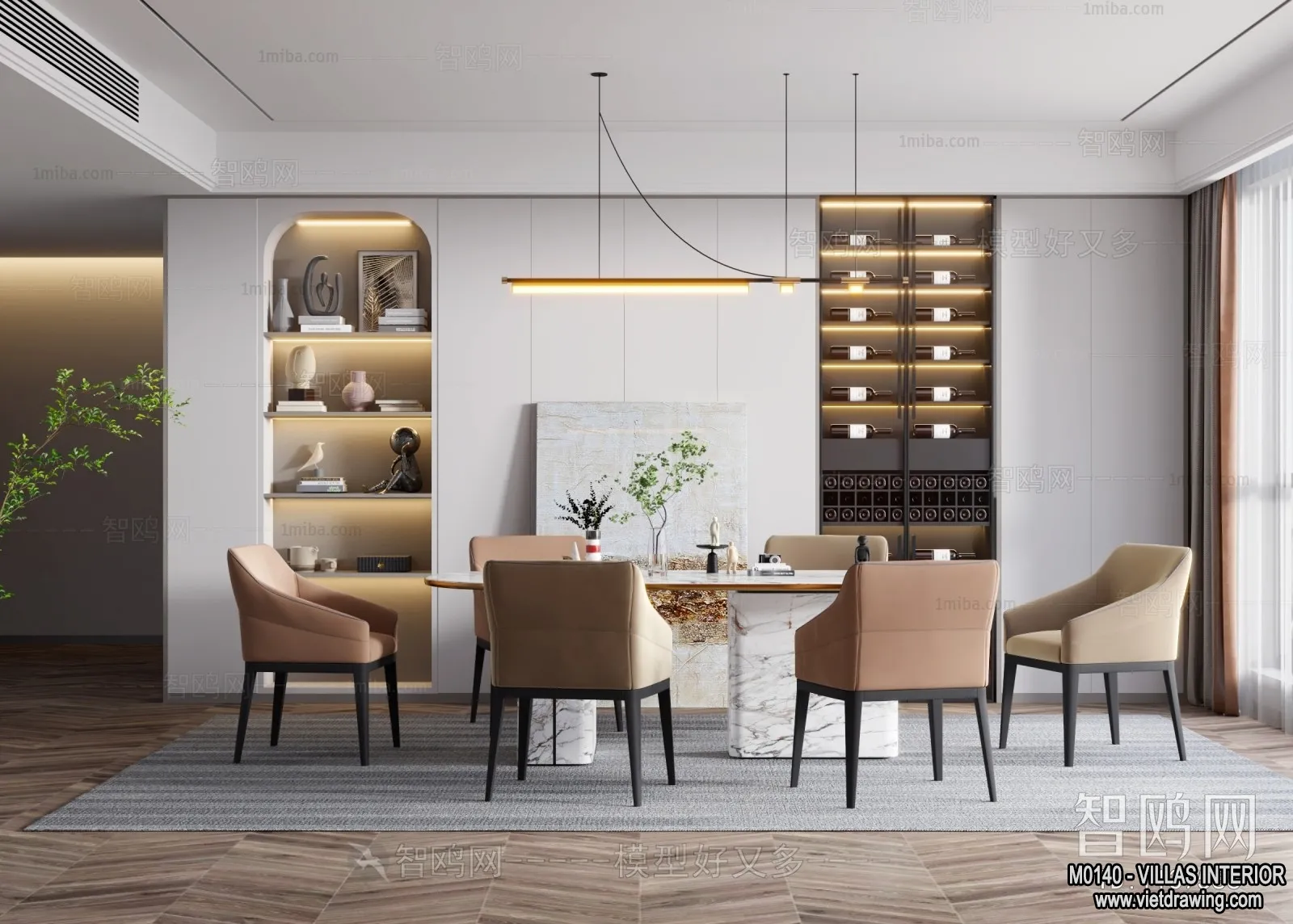 Dining Room - Villas 3D Interior Scene - 3D Models - 120