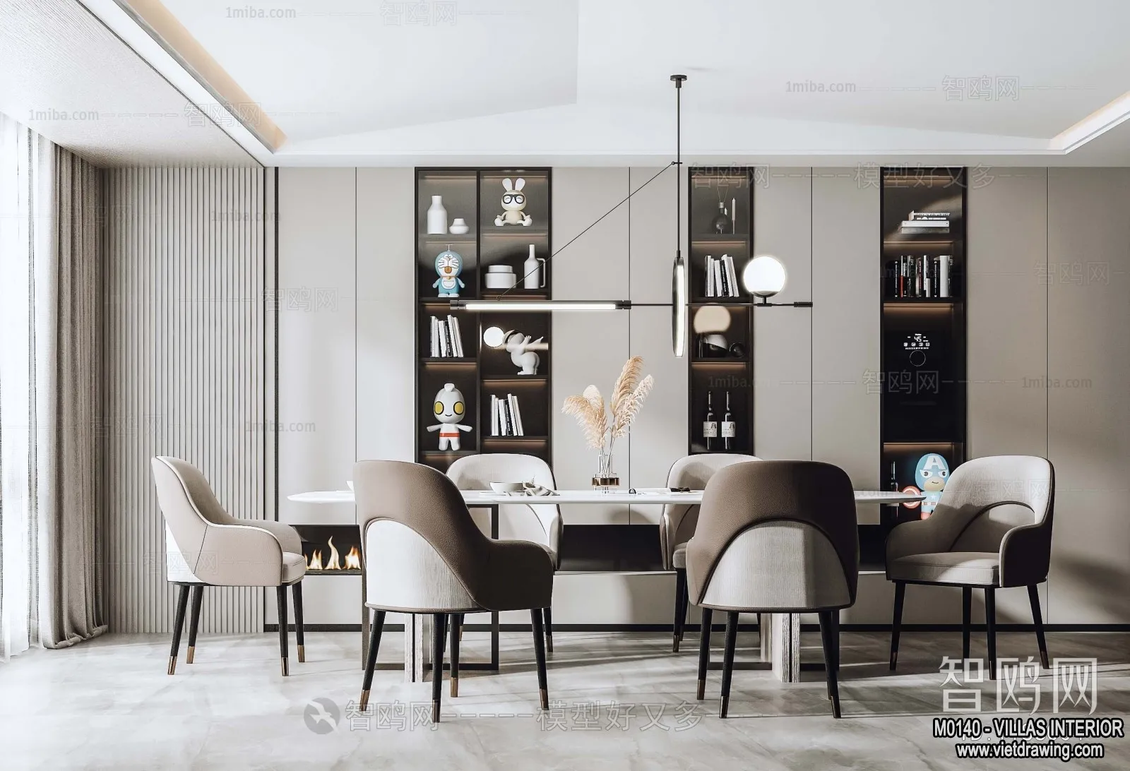 Dining Room - Villas 3D Interior Scene - 3D Models - 121