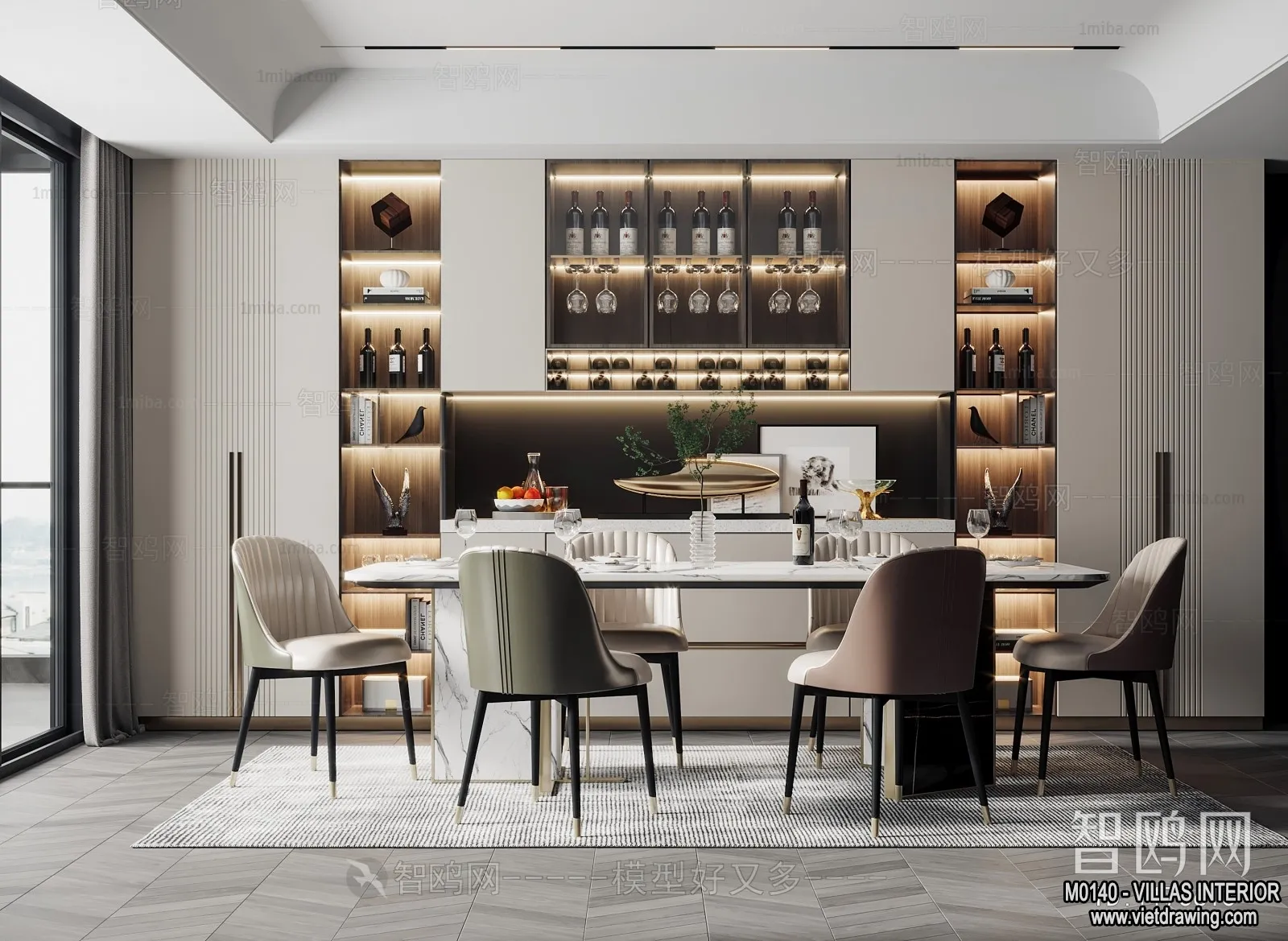 Dining Room - Villas 3D Interior Scene - 3D Models - 122