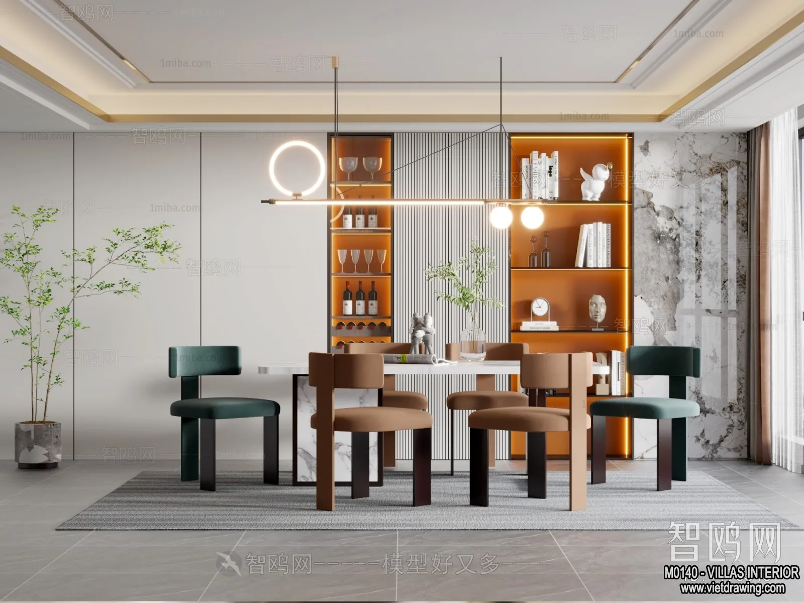 Dining Room - Villas 3D Interior Scene - 3D Models - 125