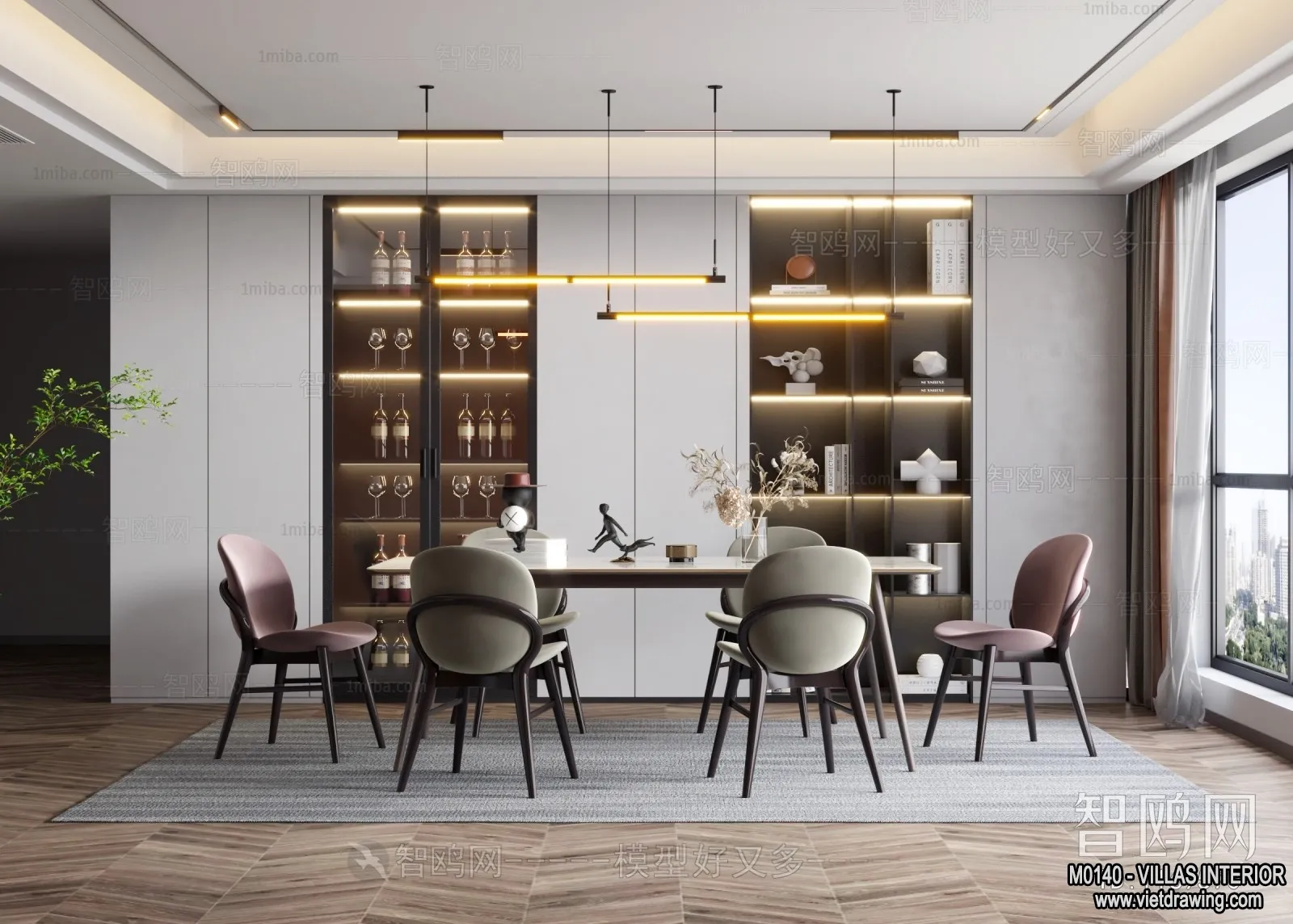 Dining Room - Villas 3D Interior Scene - 3D Models - 126