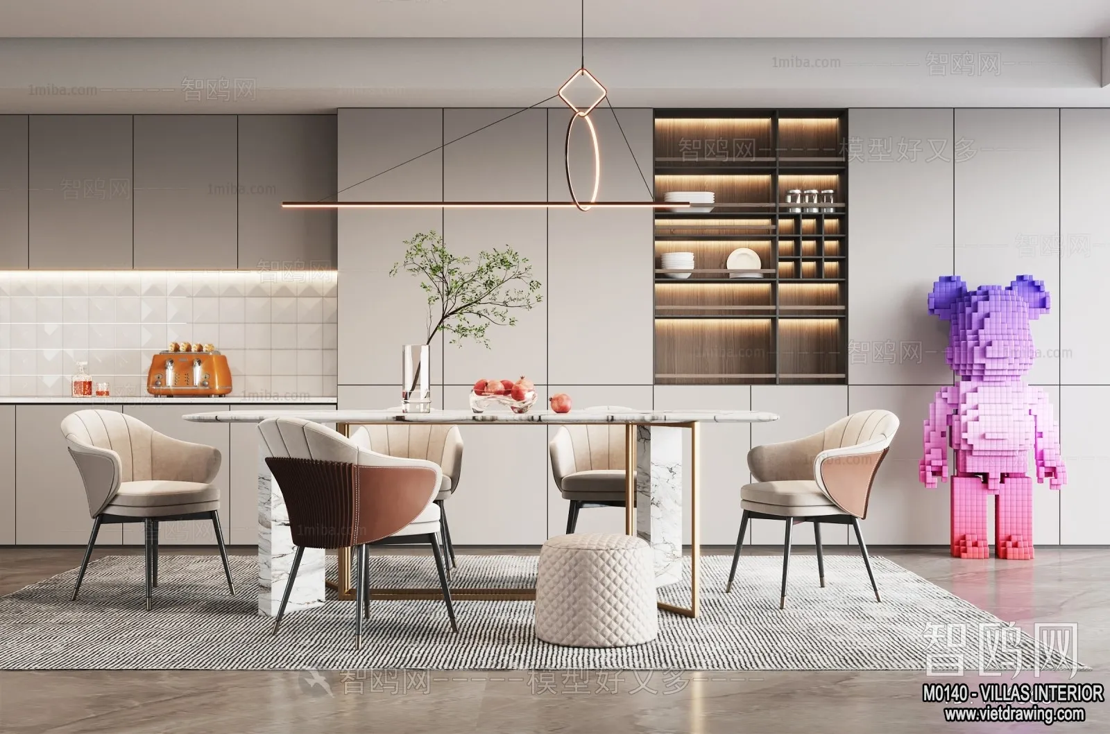 Dining Room - Villas 3D Interior Scene - 3D Models - 127