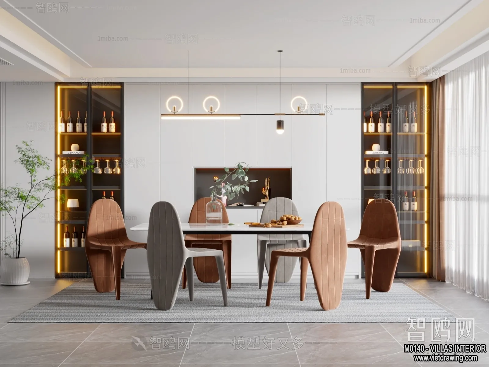 Dining Room - Villas 3D Interior Scene - 3D Models - 128