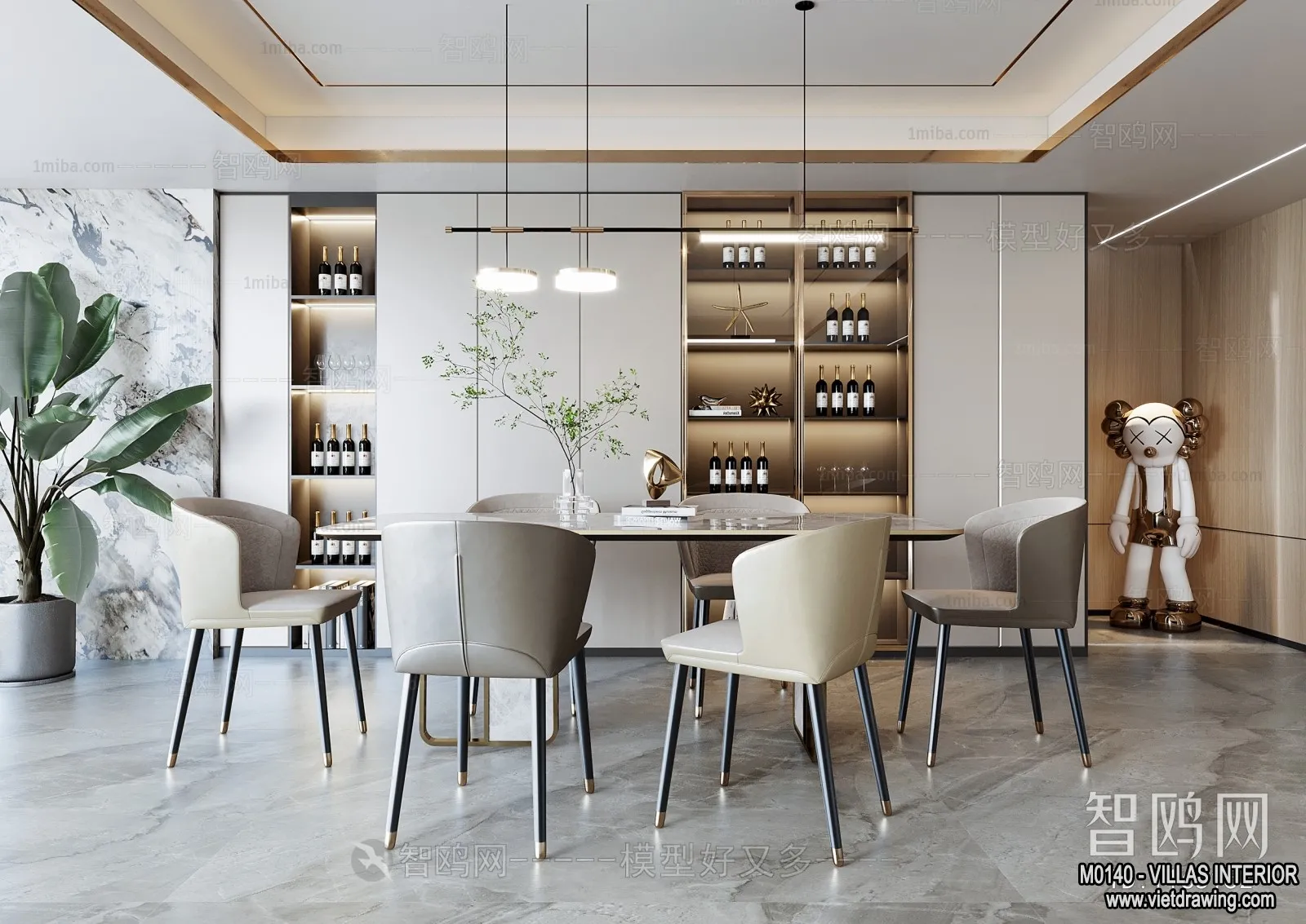 Dining Room - Villas 3D Interior Scene - 3D Models - 129