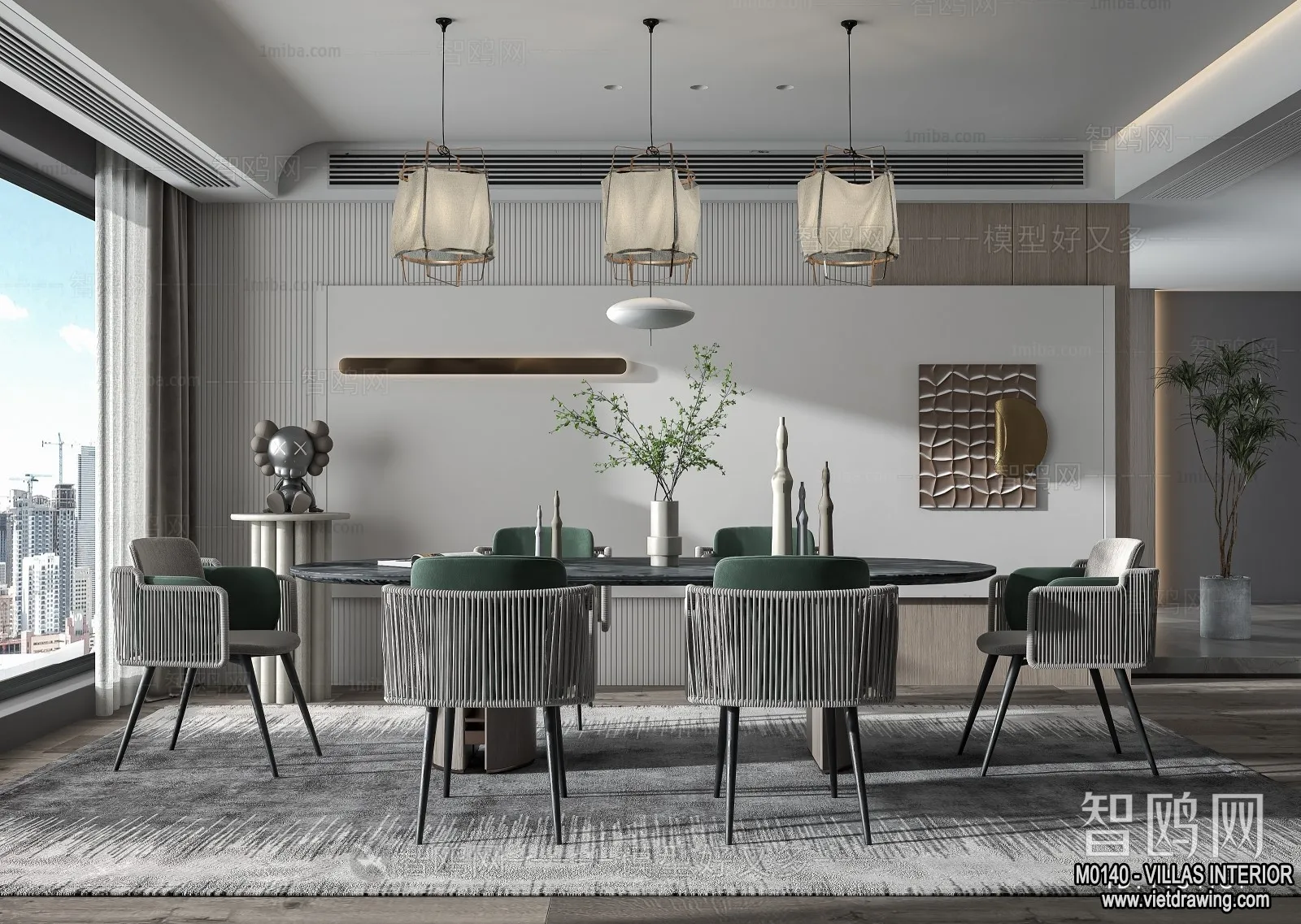 Dining Room - Villas 3D Interior Scene - 3D Models - 130