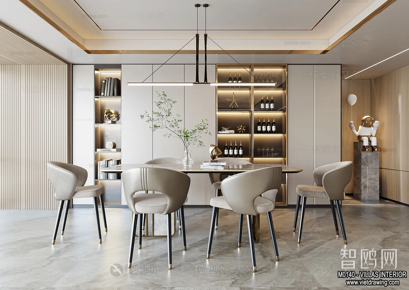 Dining Room - Villas 3D Interior Scene - 3D Models - 131