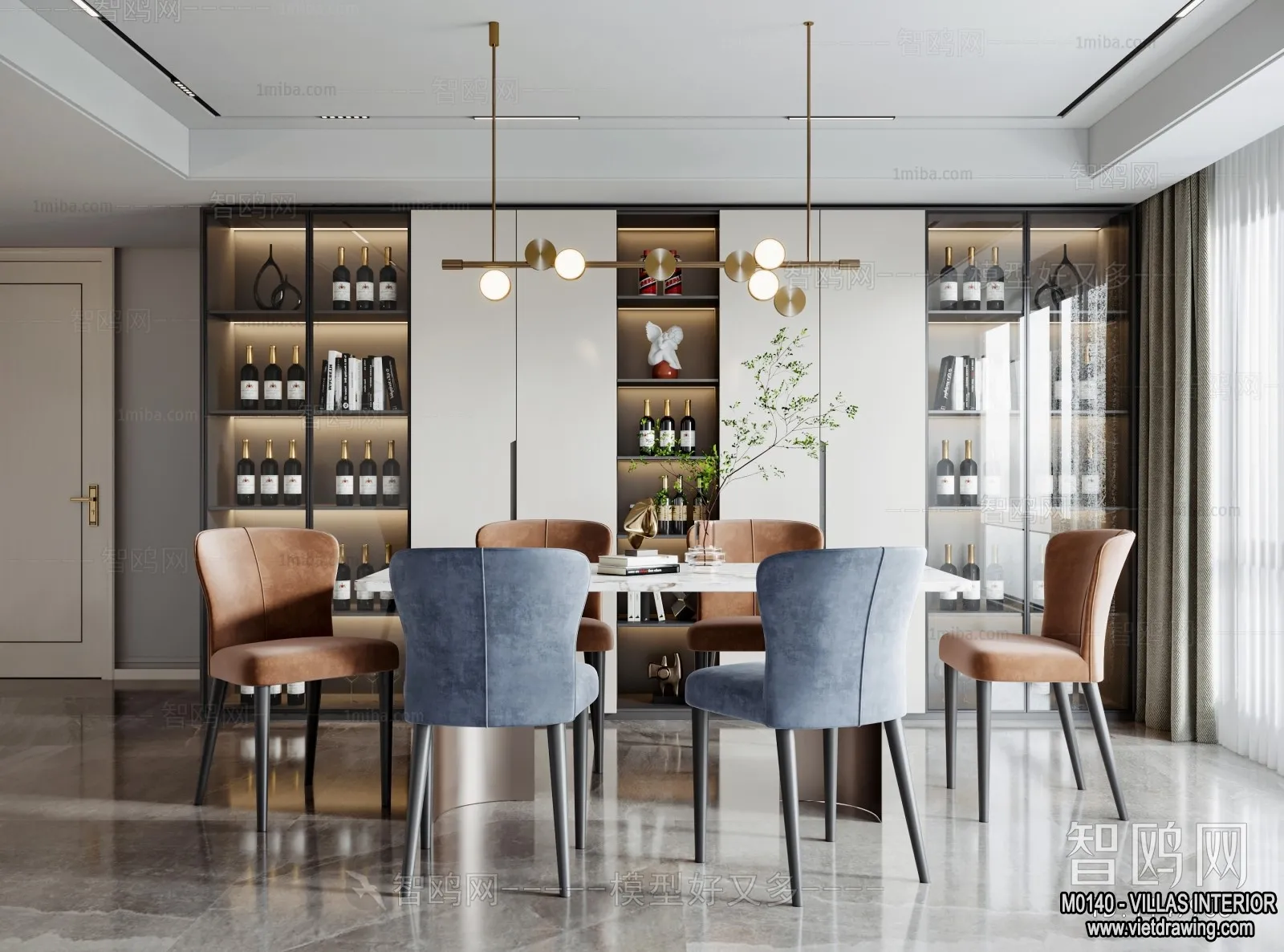 Dining Room - Villas 3D Interior Scene - 3D Models - 132