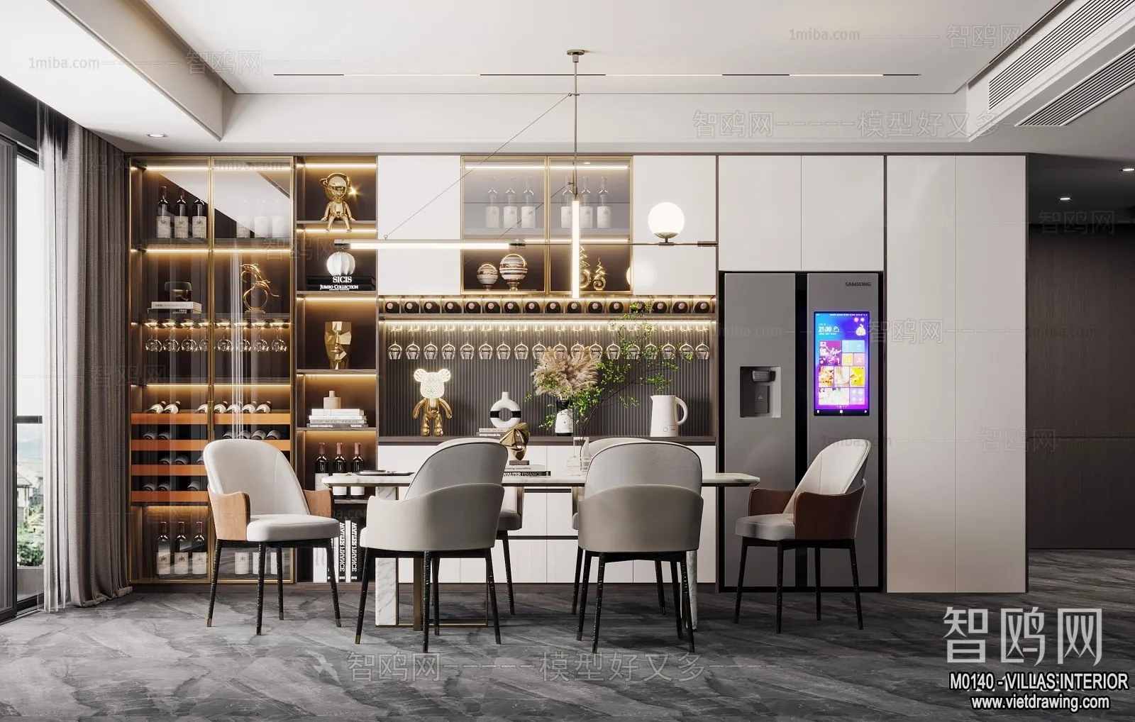 Dining Room - Villas 3D Interior Scene - 3D Models - 133