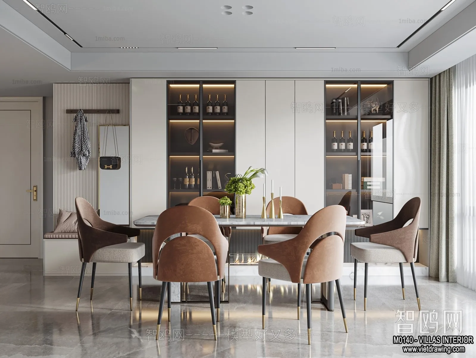 Dining Room - Villas 3D Interior Scene - 3D Models - 134