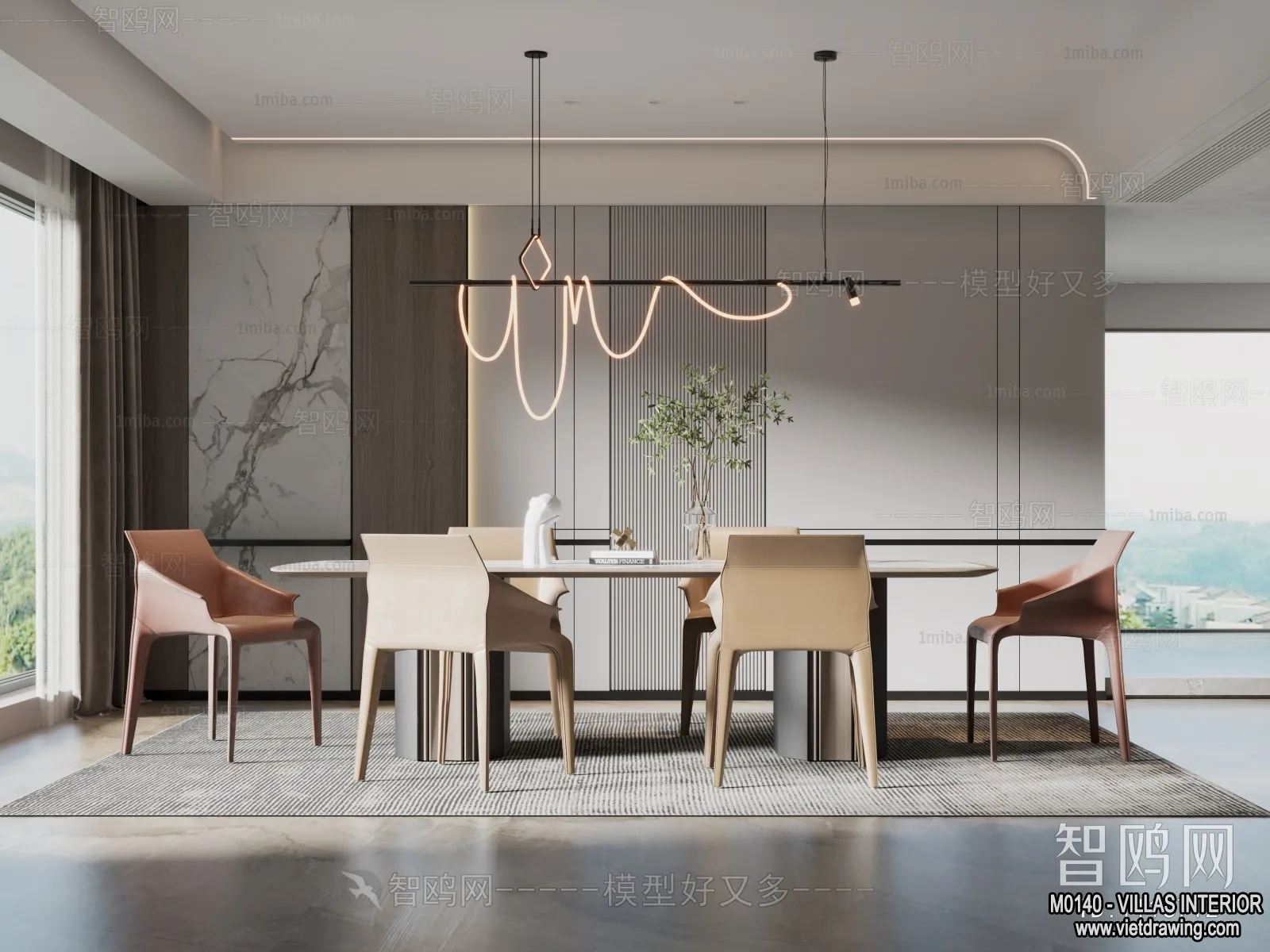 Dining Room - Villas 3D Interior Scene - 3D Models - 135