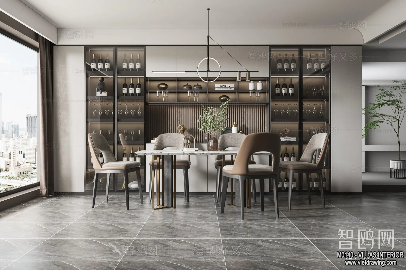 Dining Room - Villas 3D Interior Scene - 3D Models - 139