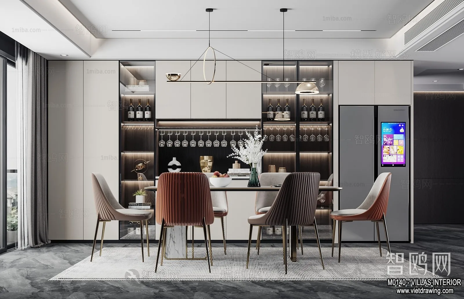 Dining Room - Villas 3D Interior Scene - 3D Models - 140